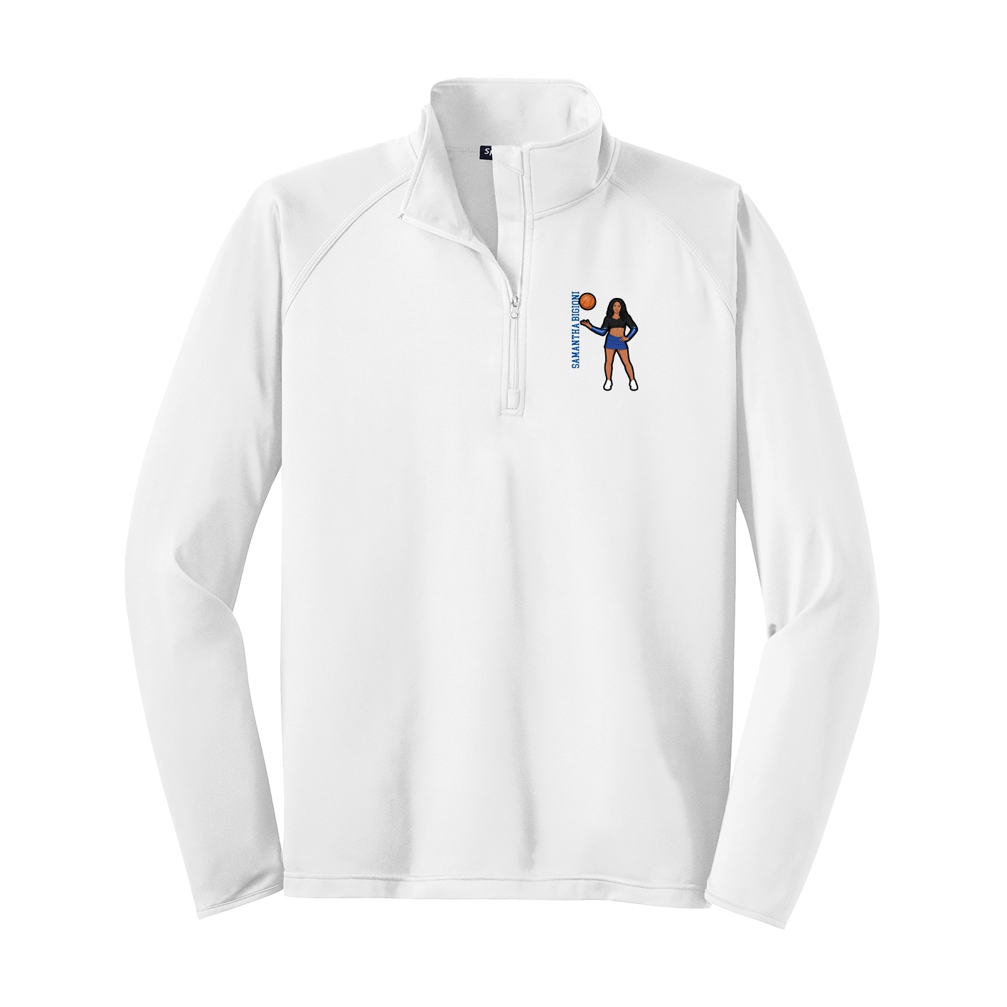 Q-Zip Pullover — Name Vertical in White