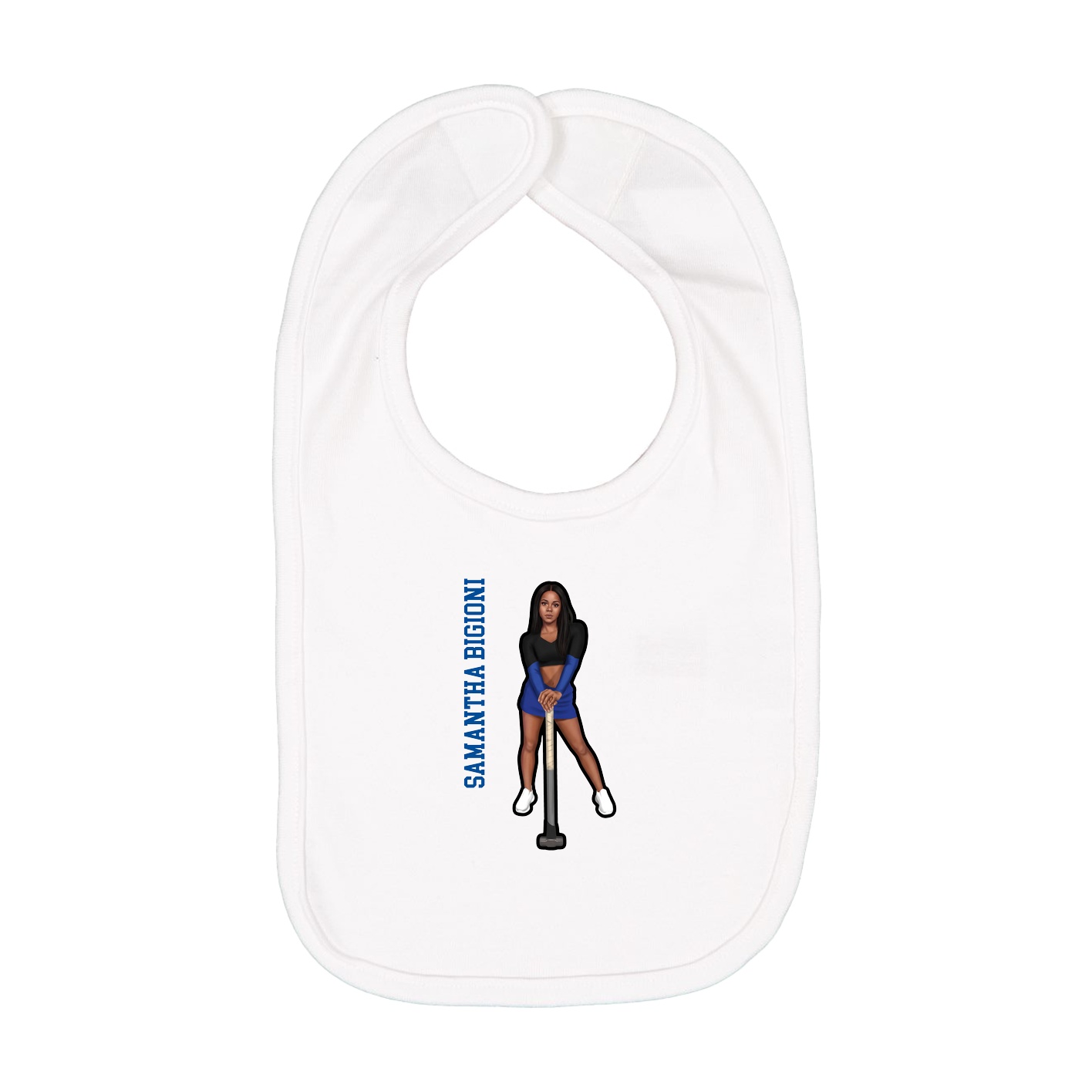 Infant Bib — Name Vertical in White