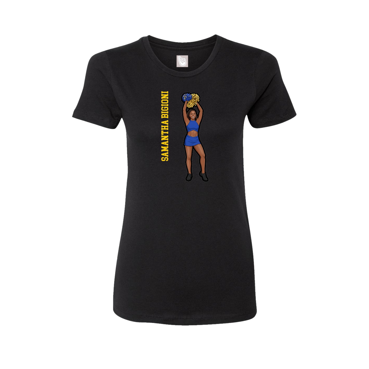 Fitted Women's Tee — Name Vertical in Black