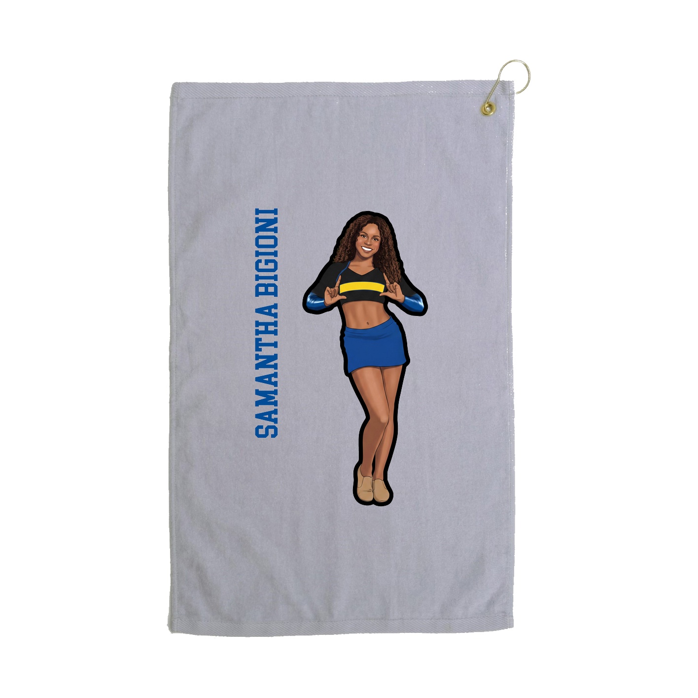 Golf Towel — Name Vertical in Grey