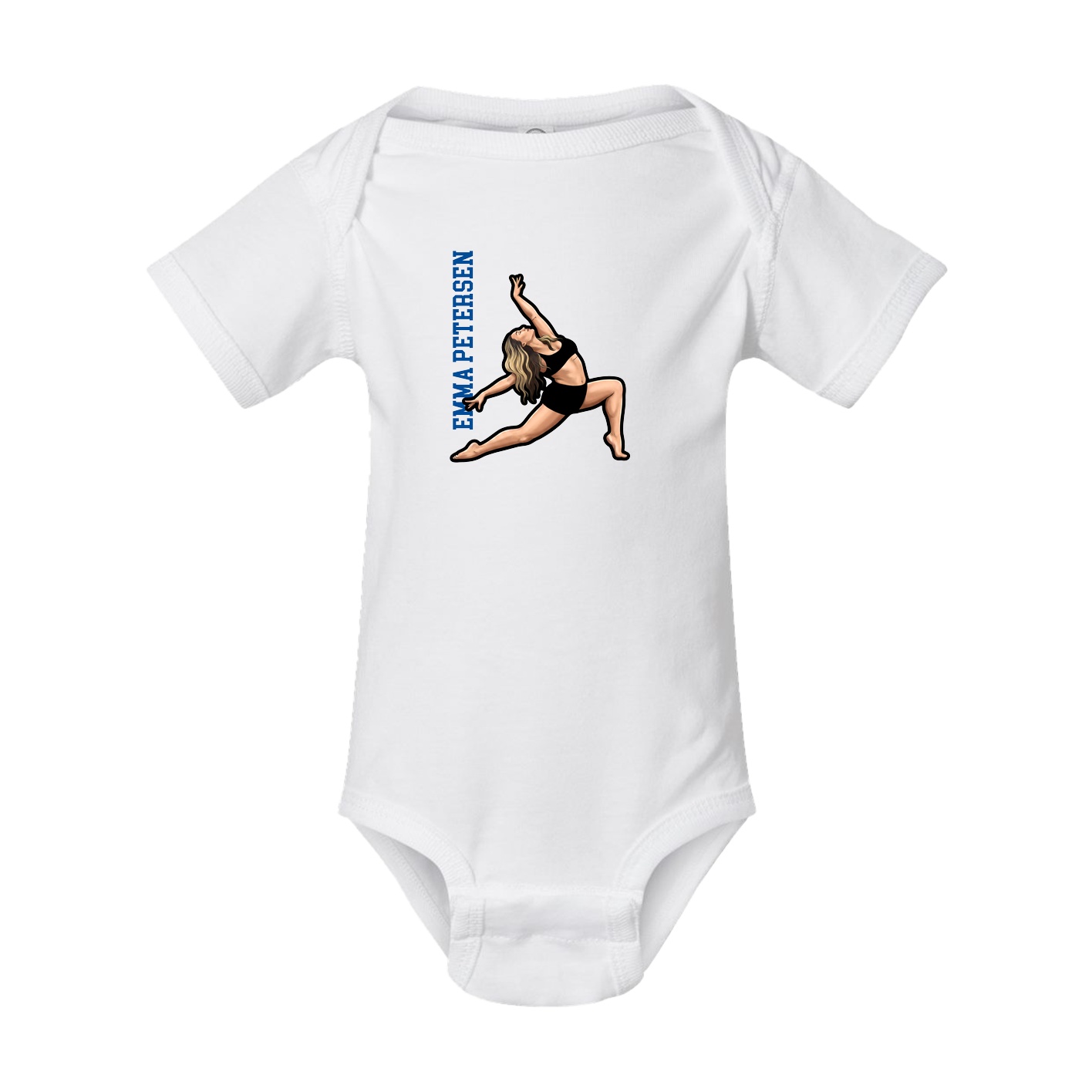 Baby Onesie — Name Vertical in White