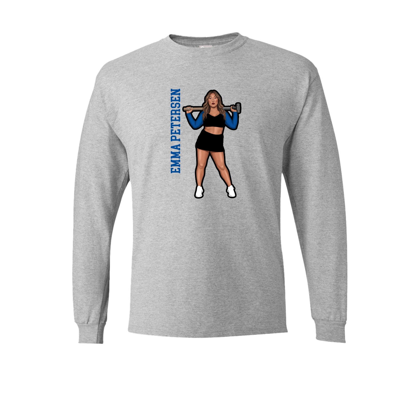 Long Sleeve Tee — Name Vertical in Grey