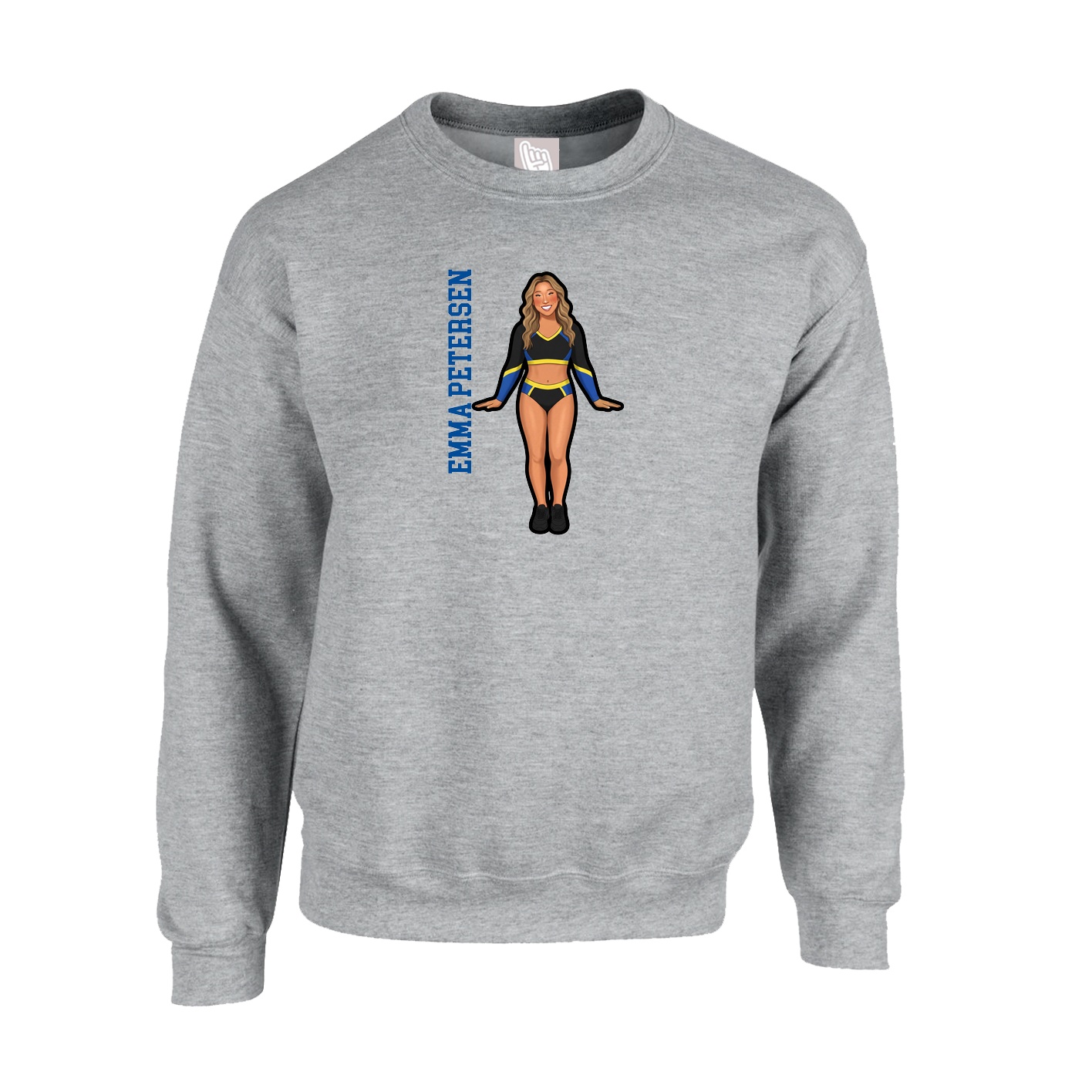 Fleece Crew — Name Vertical in Grey