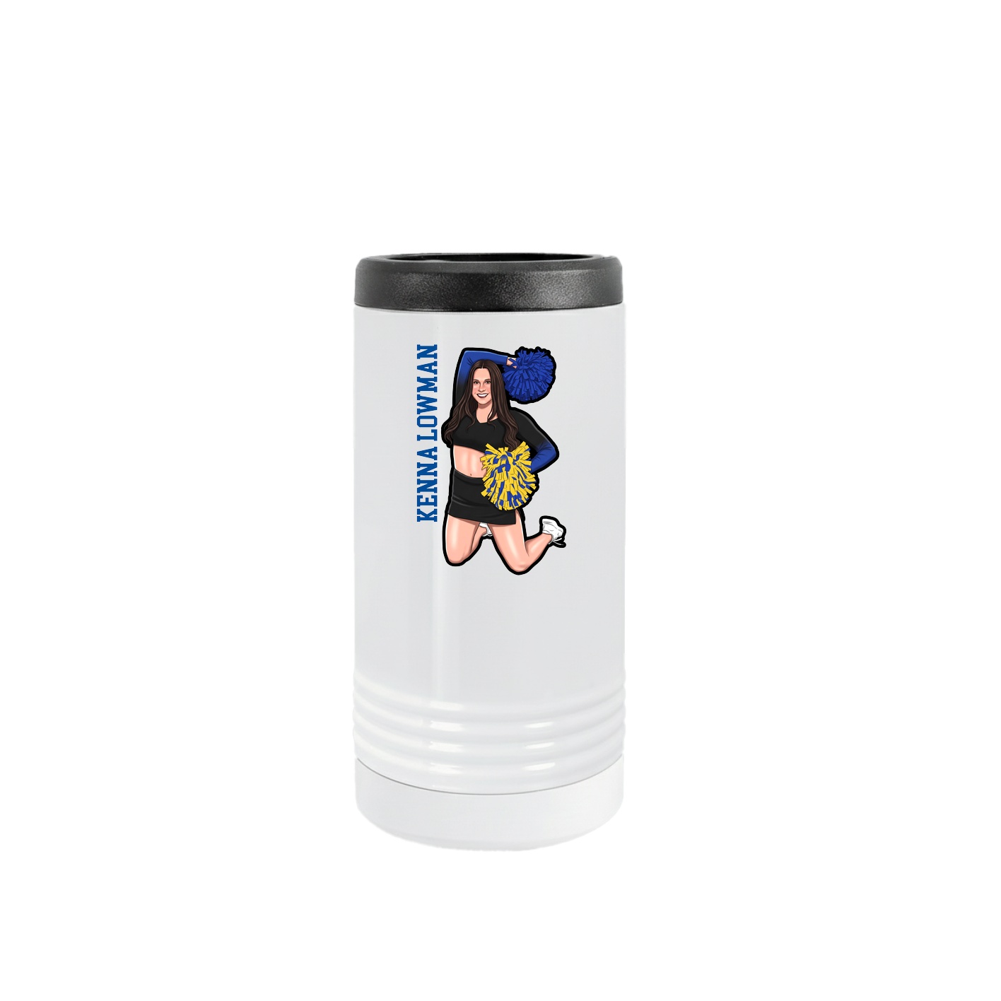 Slim Beverage Holder — Name Vertical in White