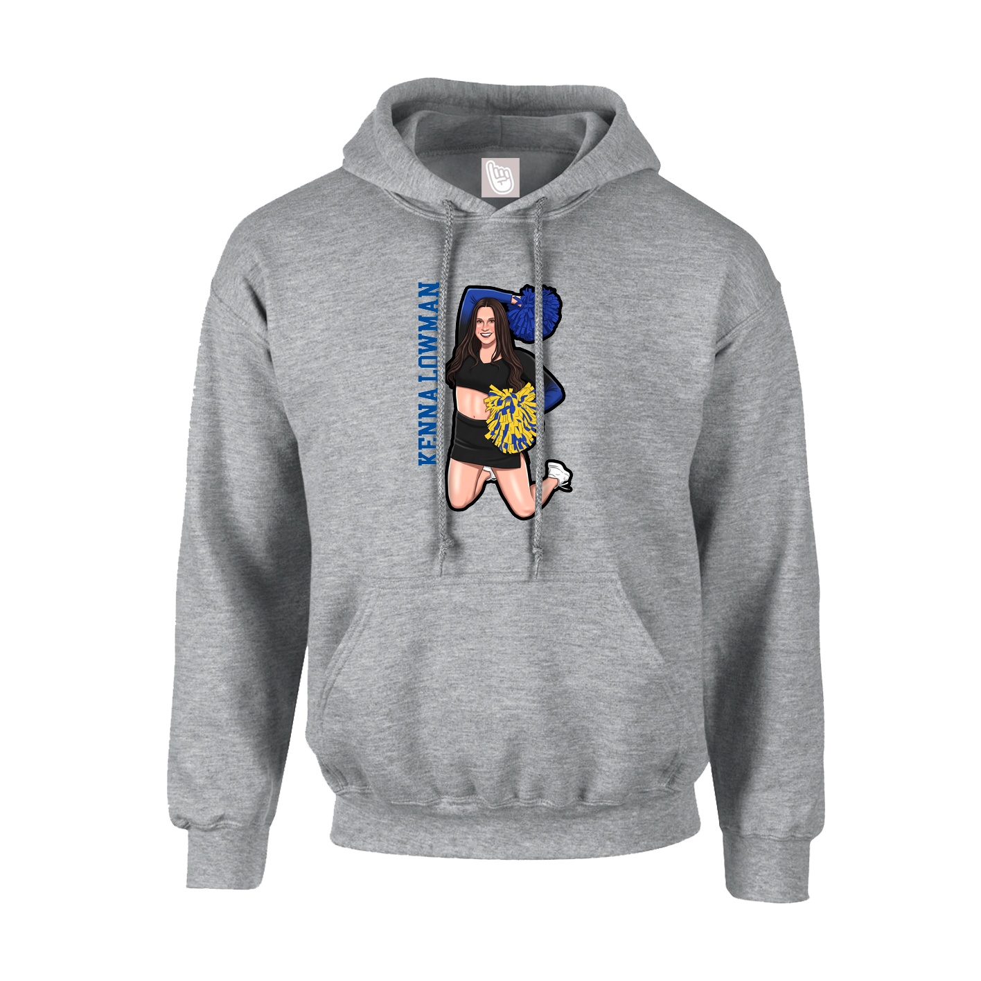 Youth Hoodie — Name Vertical in Grey
