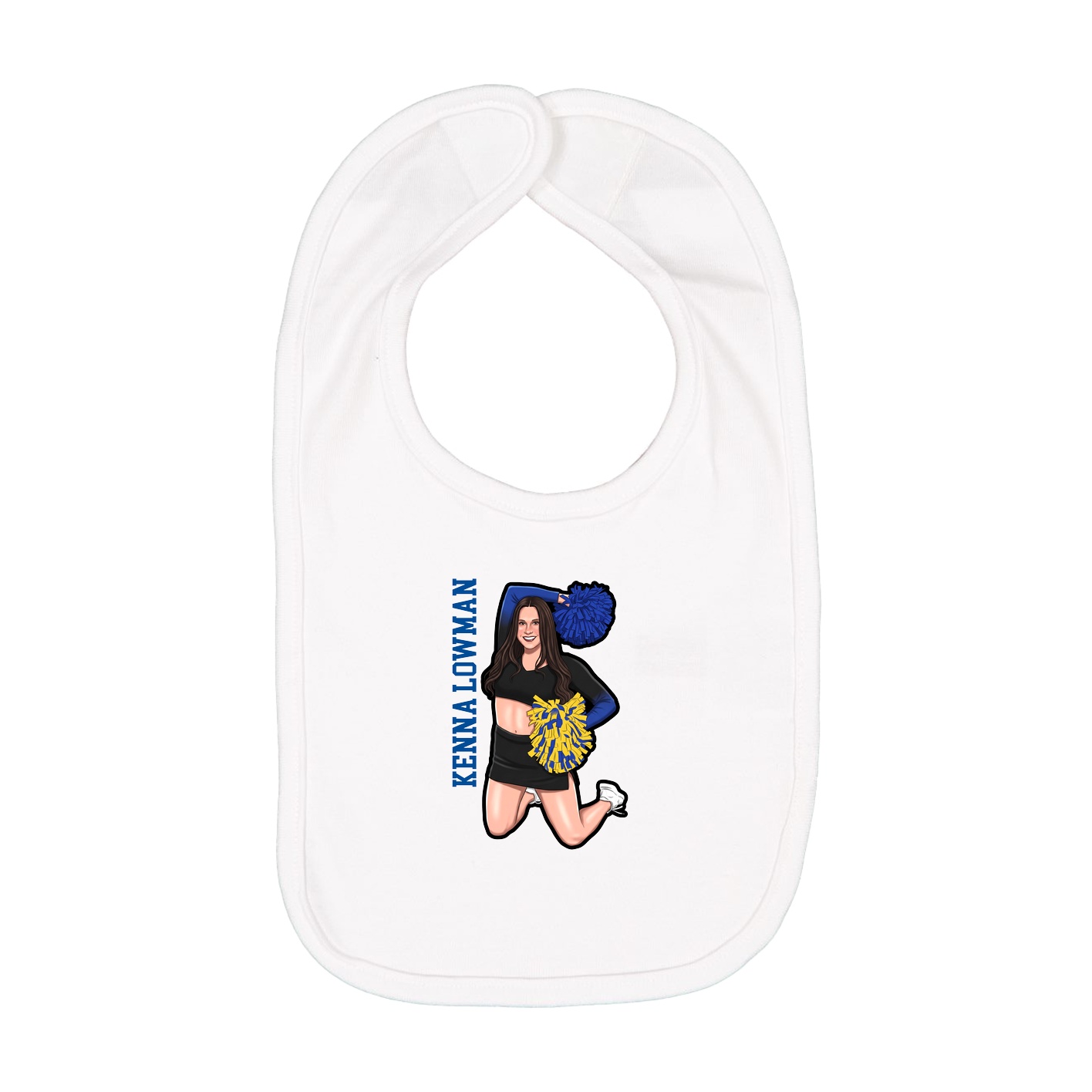 Infant Bib — Name Vertical in White