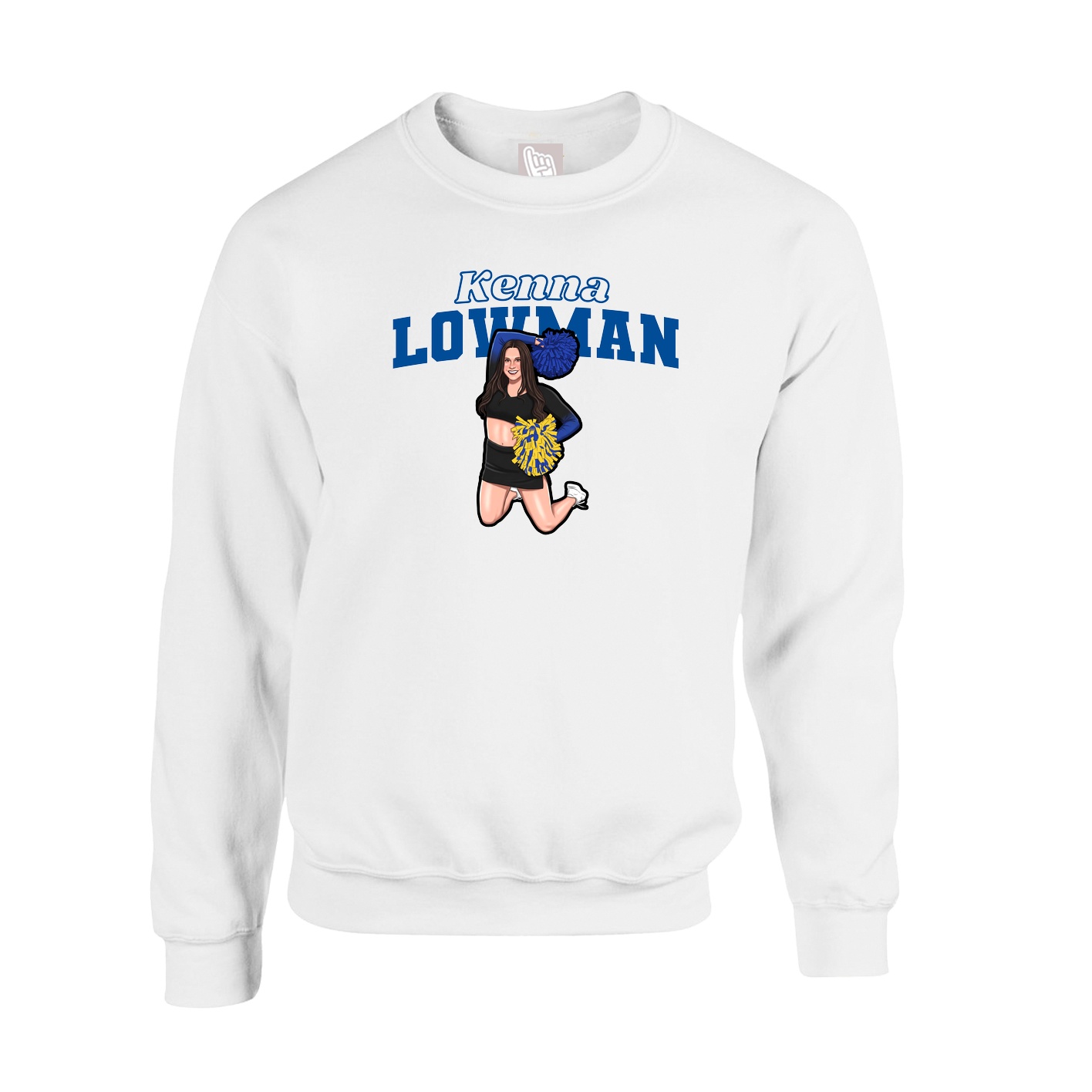 Fleece Crew — Name Arch in White