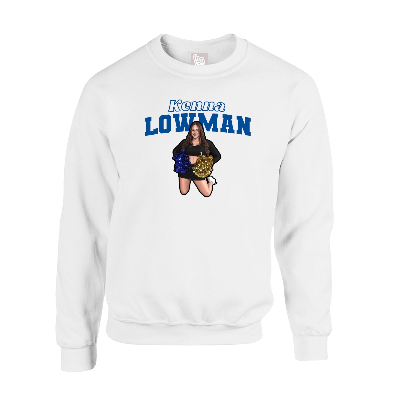 Fleece Crew — Name Arch in White
