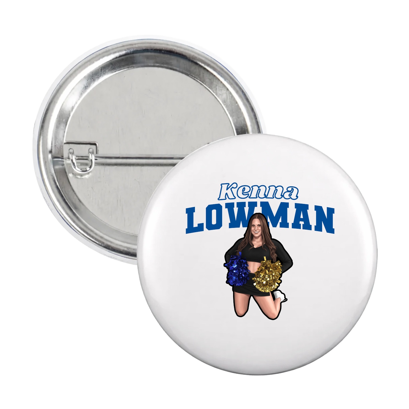 Game Day Button — Name Arch in White