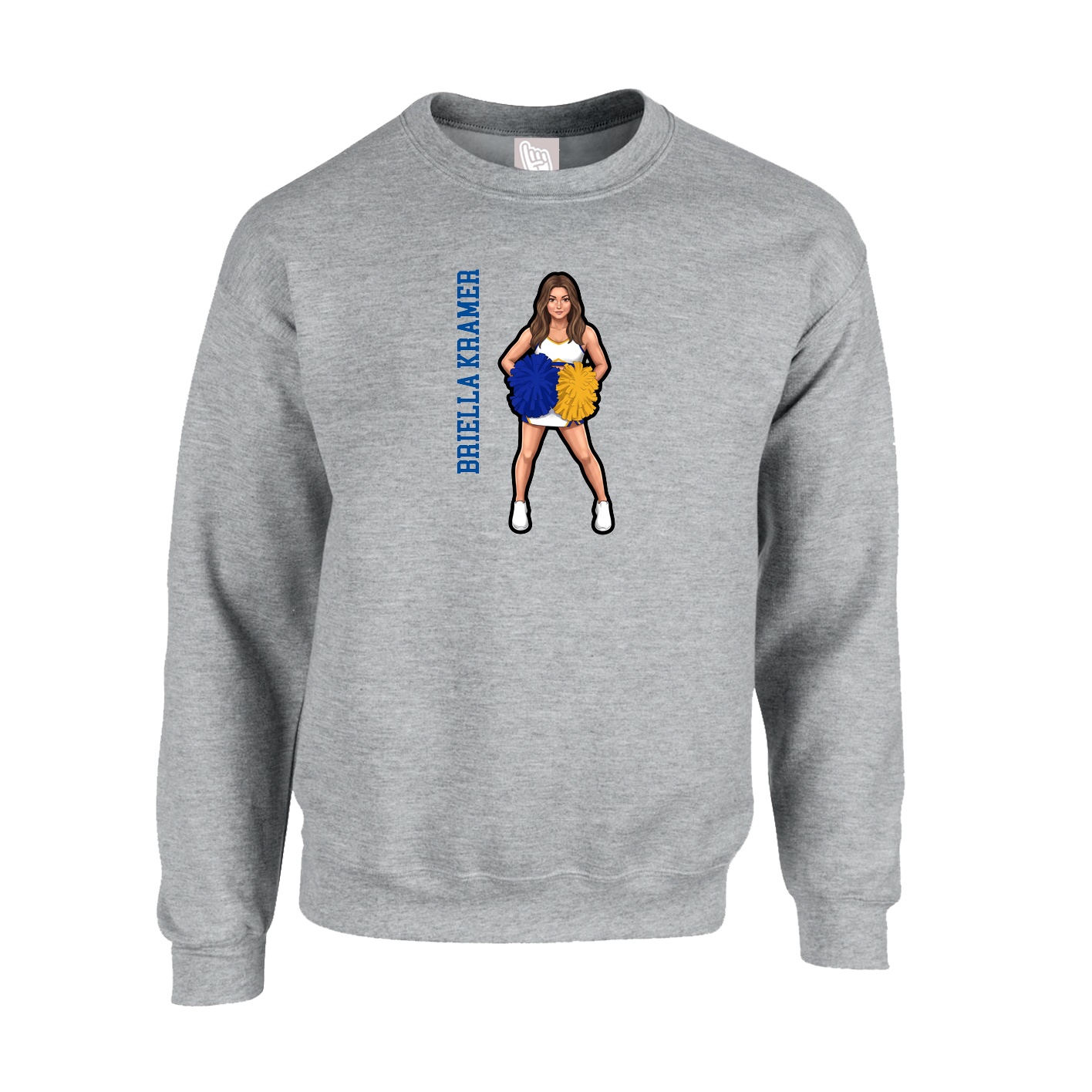 Fleece Crew — Name Vertical in Grey