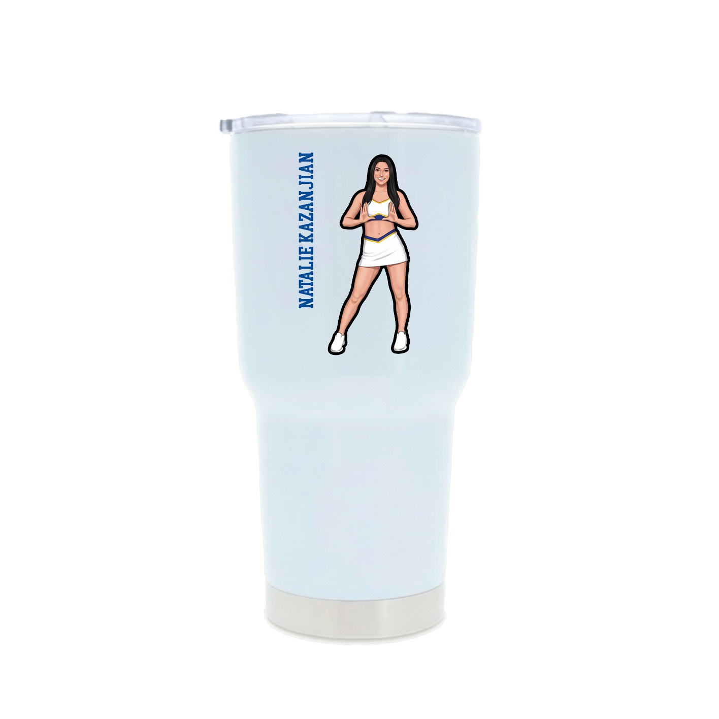 30oz Stainless Steel Tumbler — Name Vertical in White