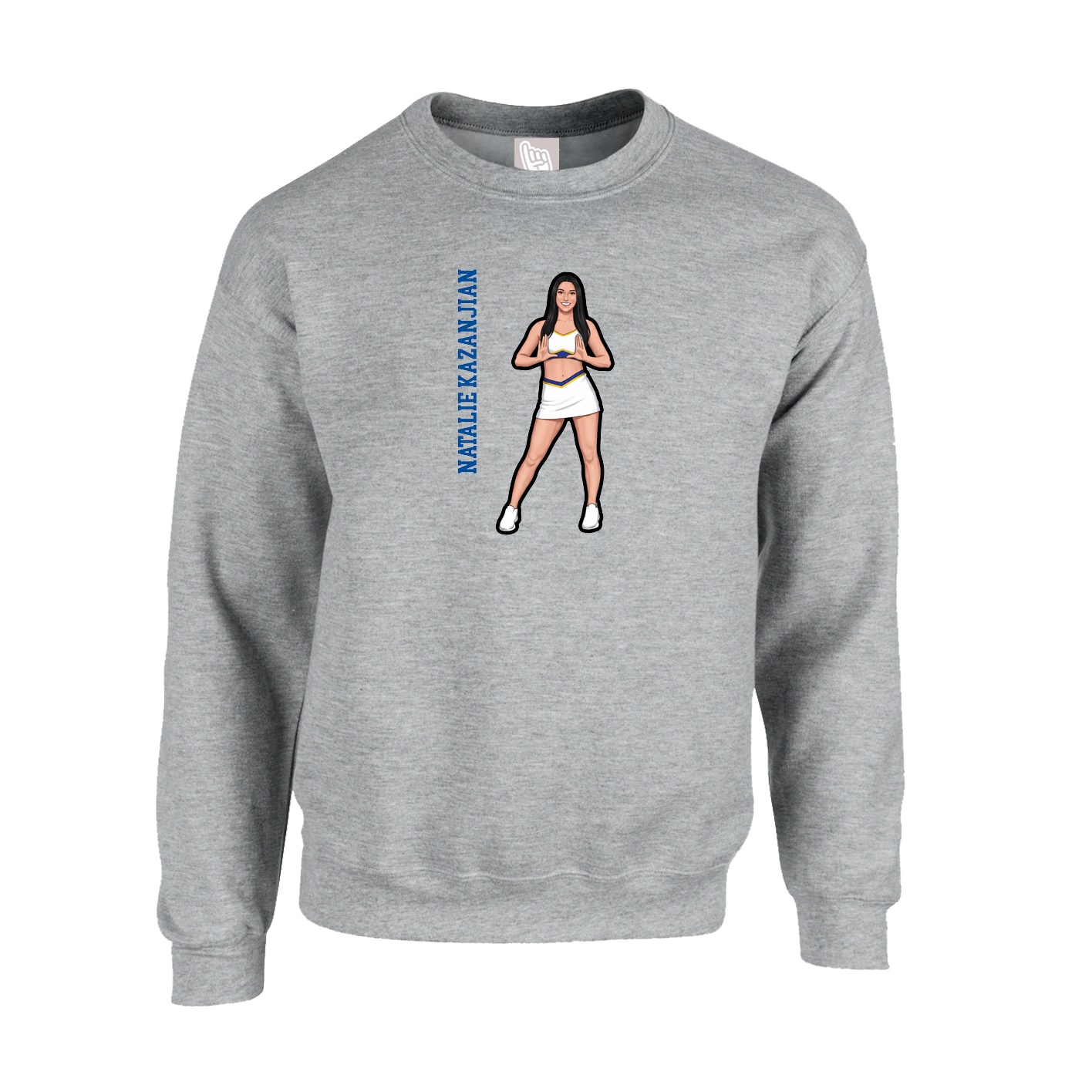 Fleece Crew — Name Vertical in Grey