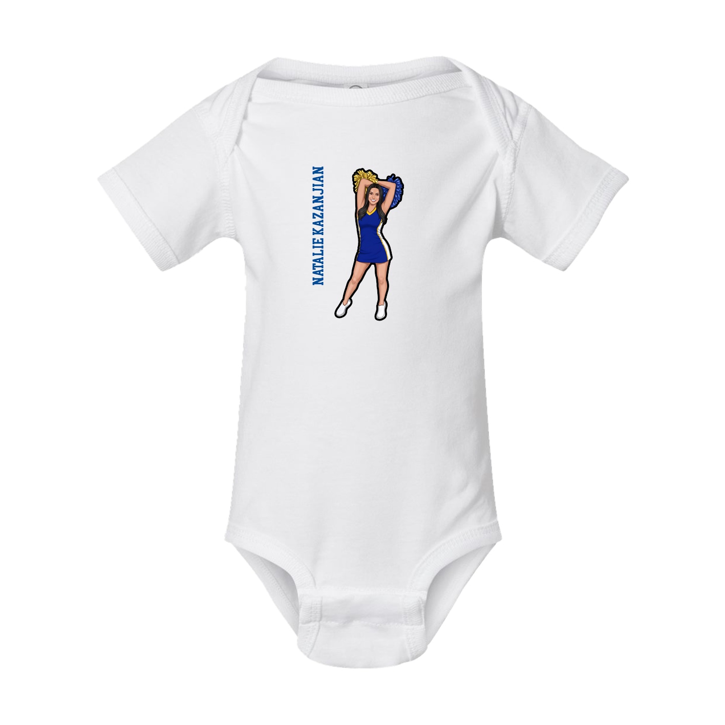 Baby Onesie — Name Vertical in White