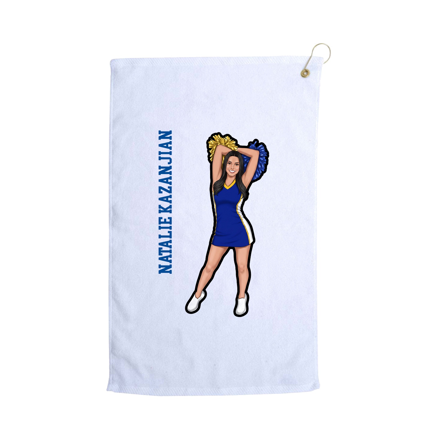 Golf Towel — Name Vertical in White