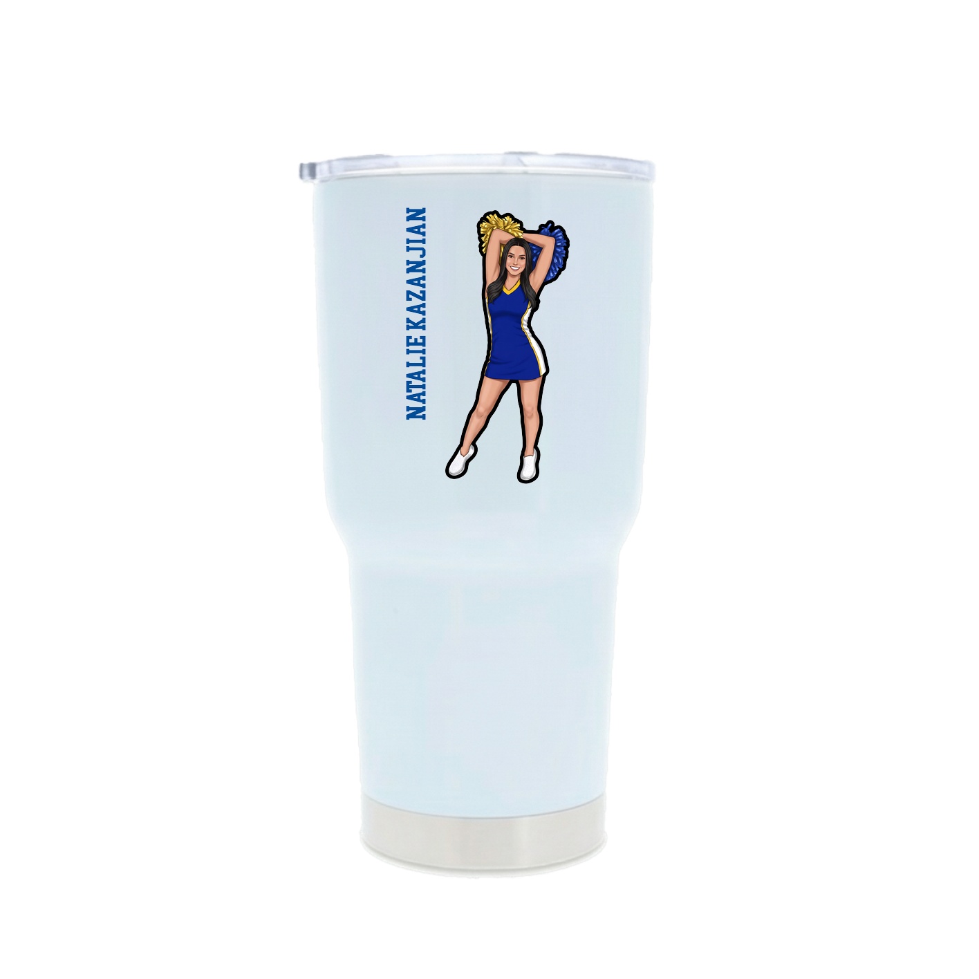 30oz Stainless Steel Tumbler — Name Vertical in White