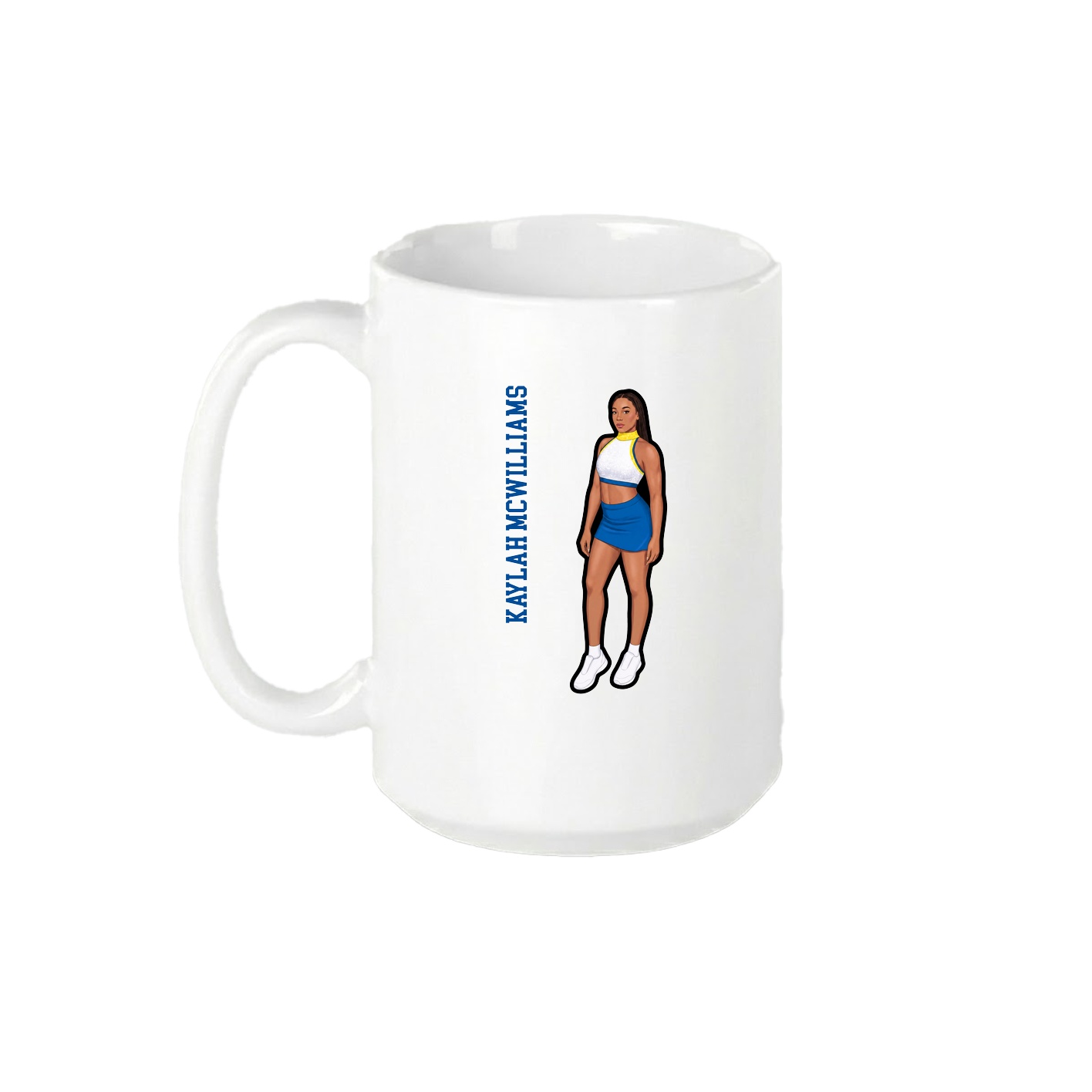 15oz Coffee Mug — Name Vertical in White