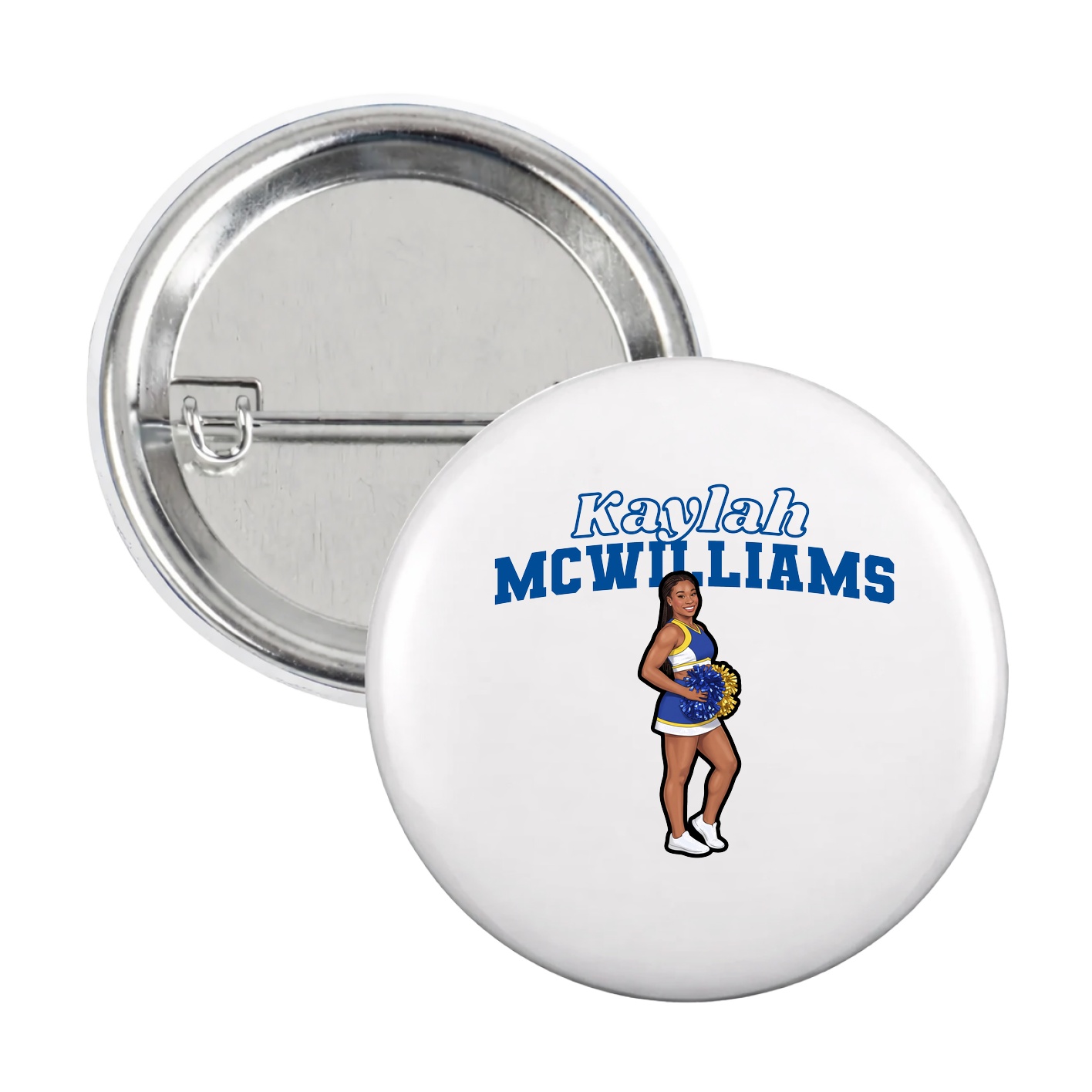 Game Day Button — Name Arch in White