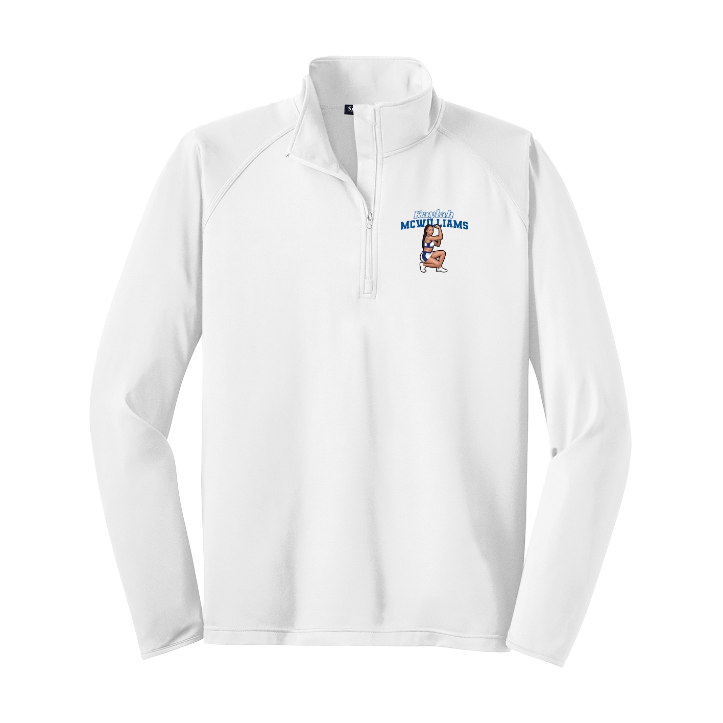Q-Zip Pullover — Name Arch in White