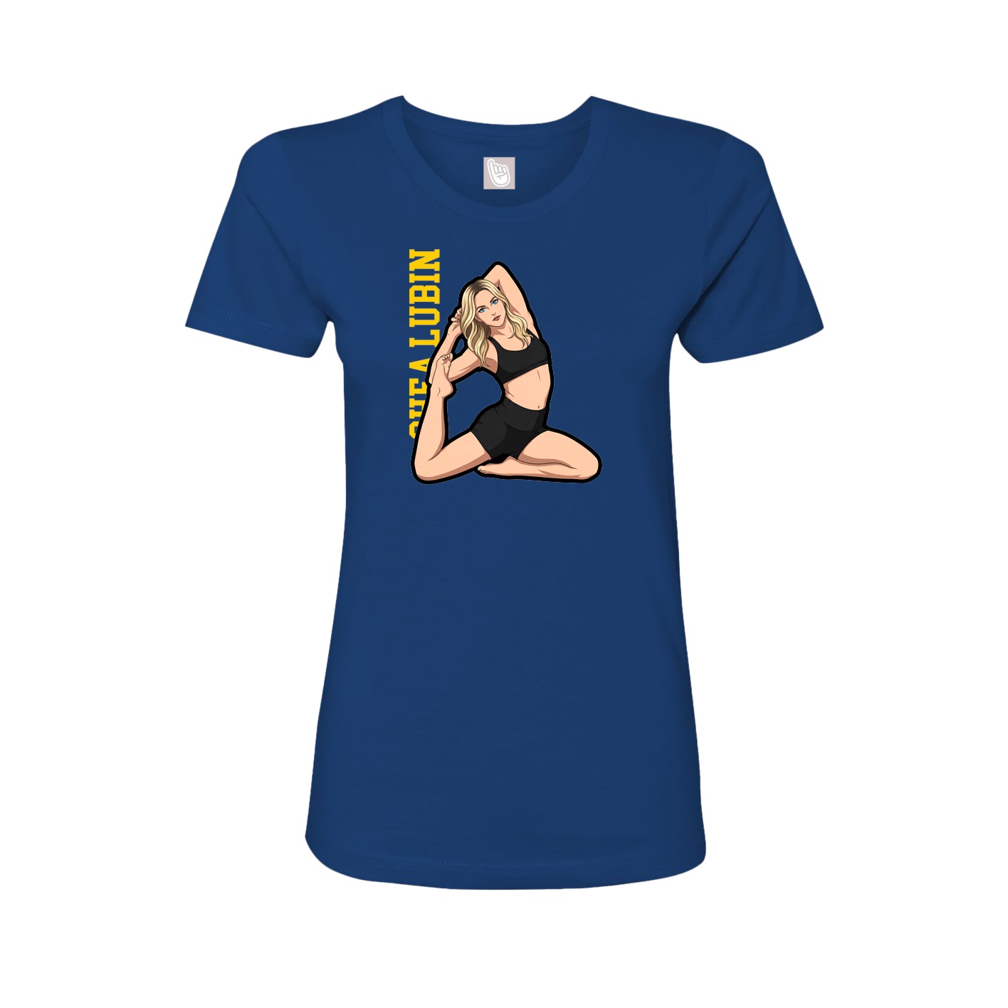 Fitted Women's Tee — Name Vertical in Royal