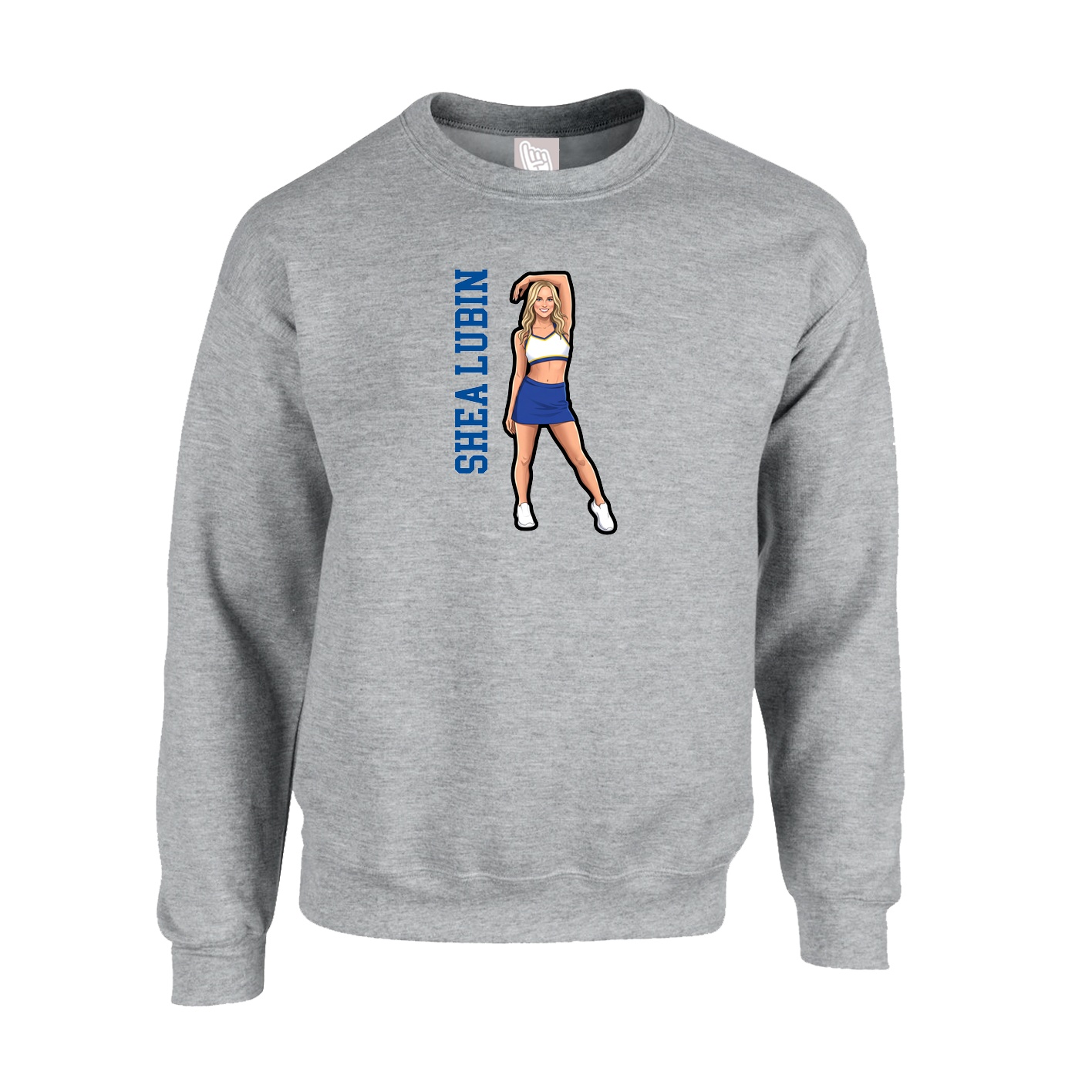 Fleece Crew — Name Vertical in Grey
