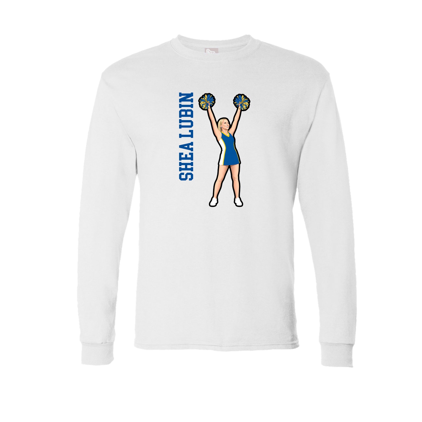 Long Sleeve Tee — Name Vertical in White
