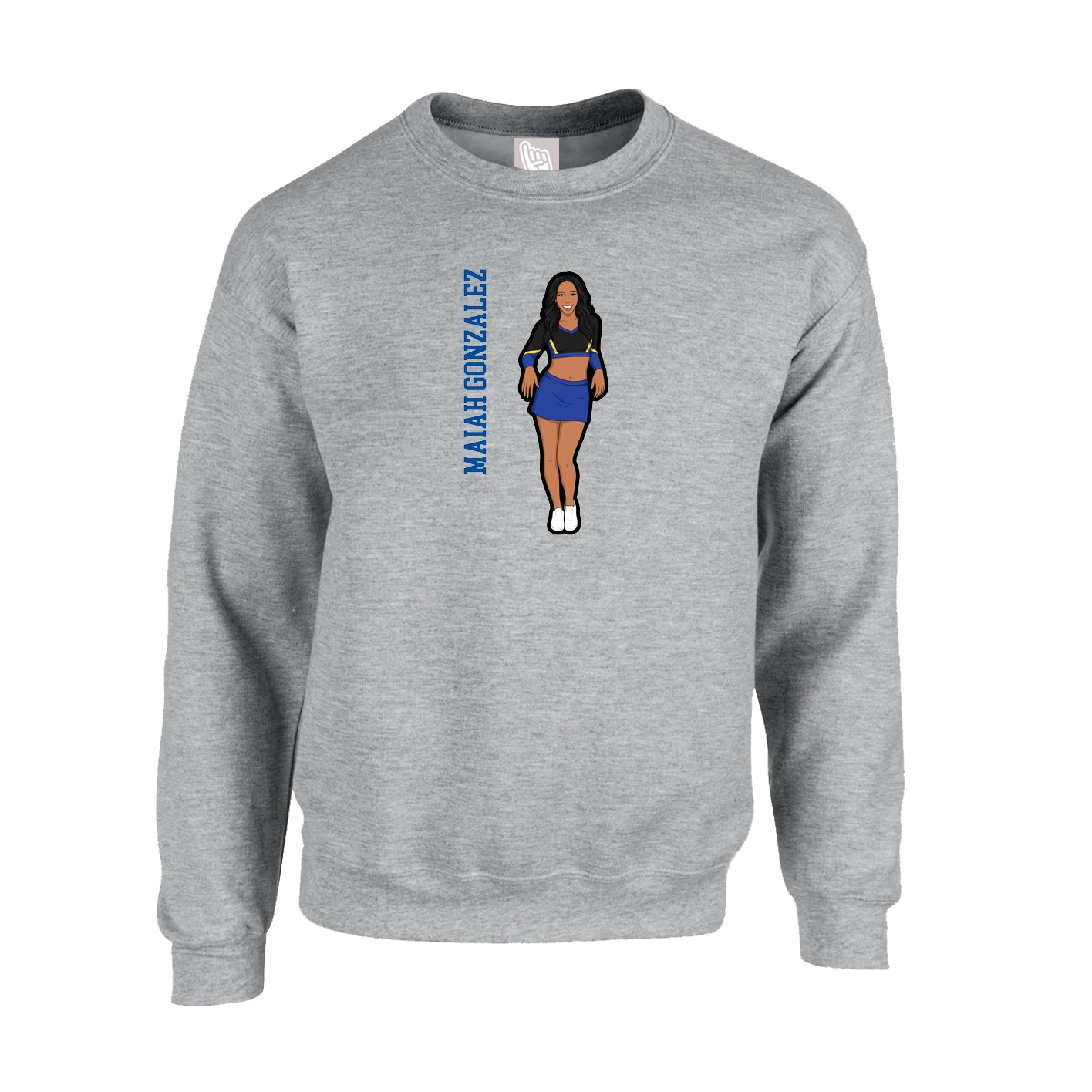 Fleece Crew — Name Vertical in Grey