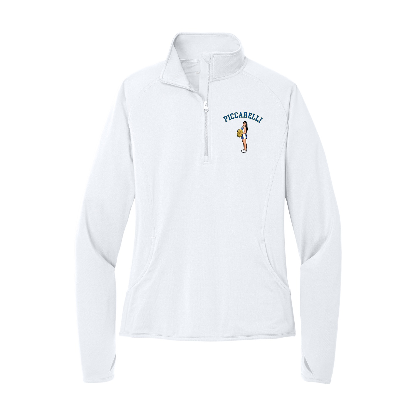 Women's Q-Zip Pullover — Shirsey Arch in White