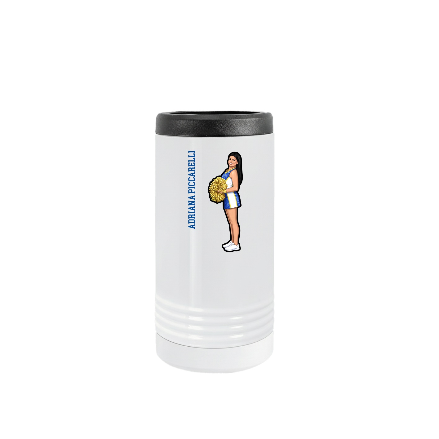 Slim Beverage Holder — Name Vertical in White