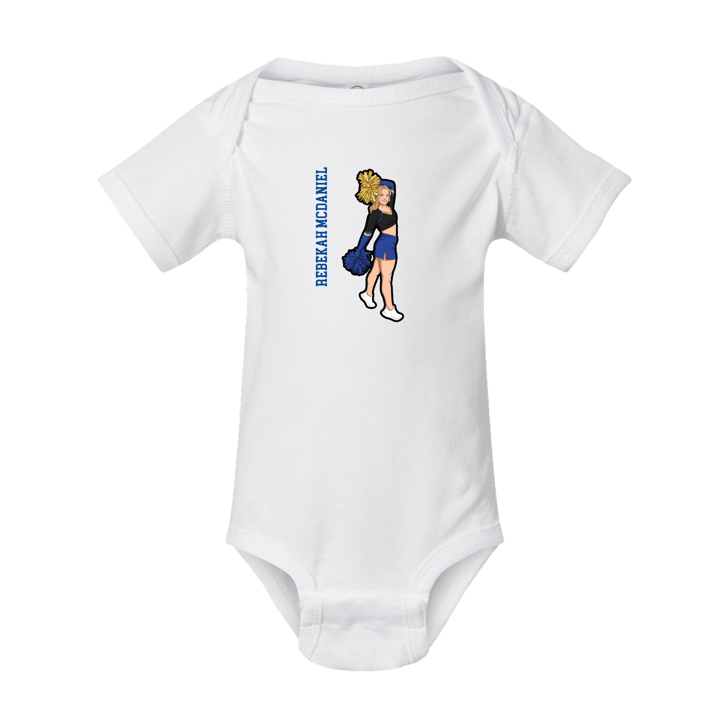 Baby Onesie — Name Vertical in White