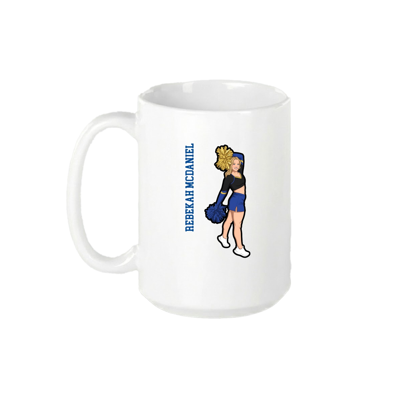 15oz Coffee Mug — Name Vertical in White