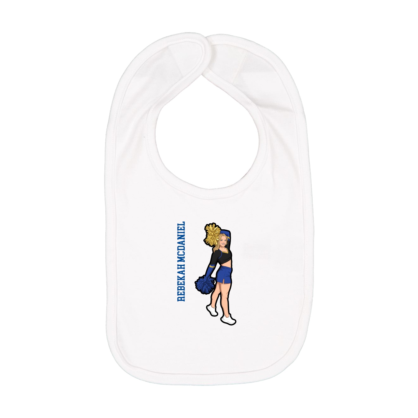 Infant Bib — Name Vertical in White