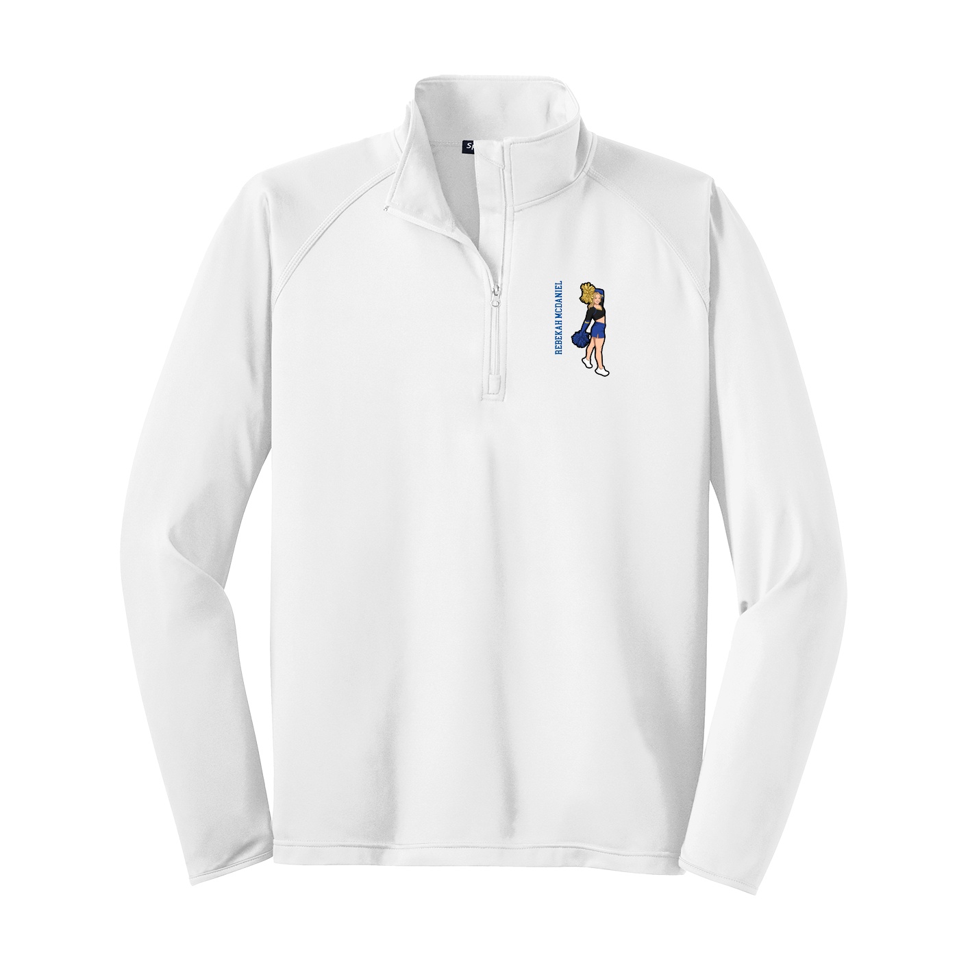 Q-Zip Pullover — Name Vertical in White