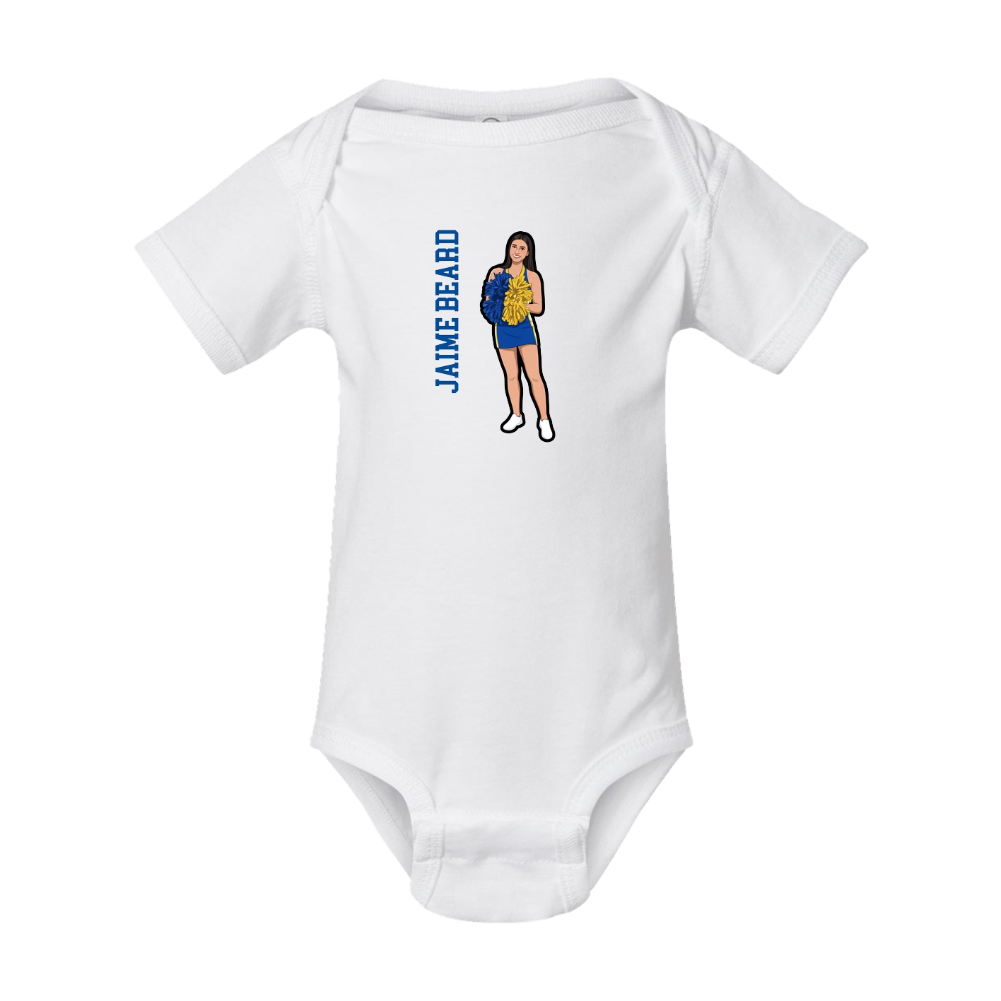 Baby Onesie — Name Vertical in White