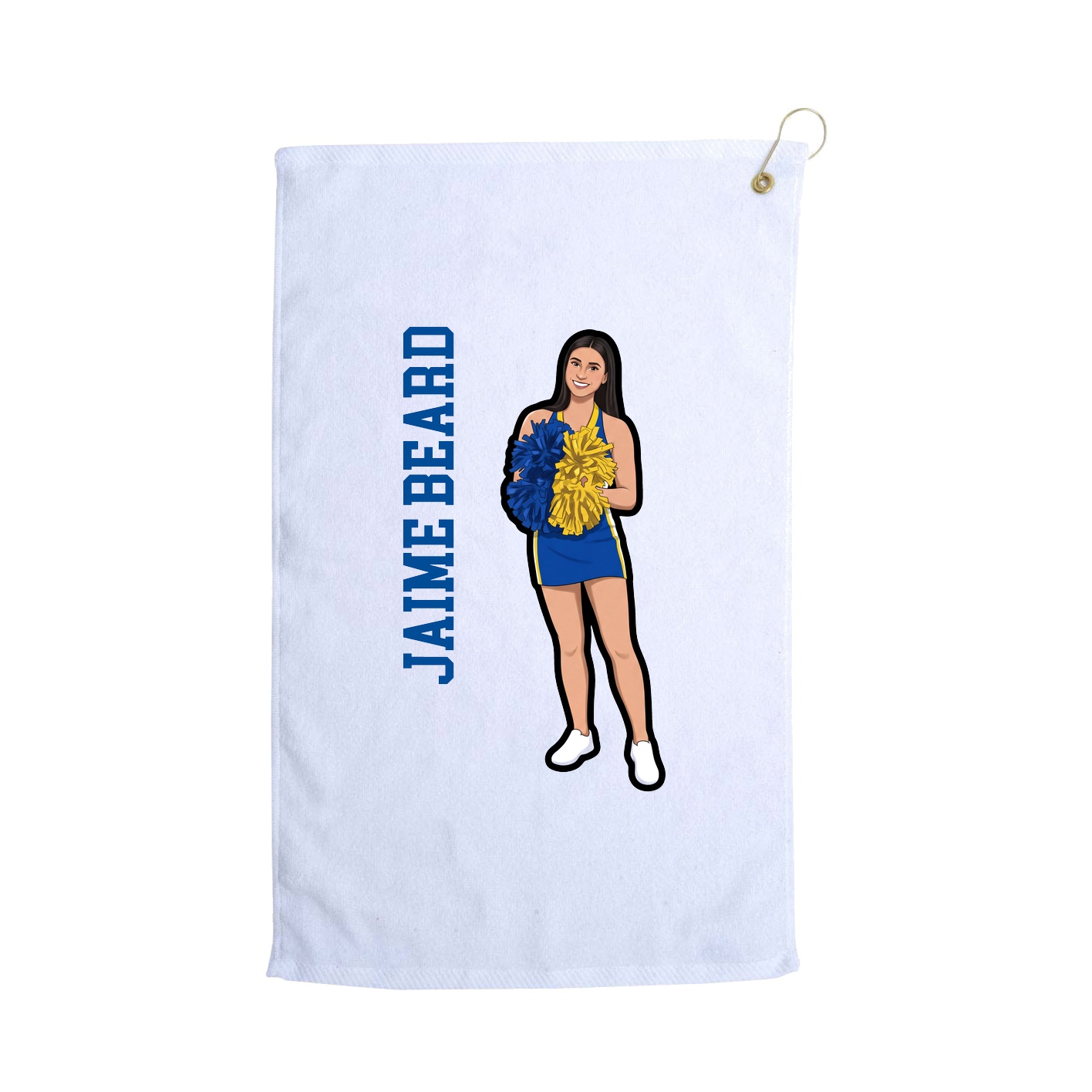 Golf Towel — Name Vertical in White