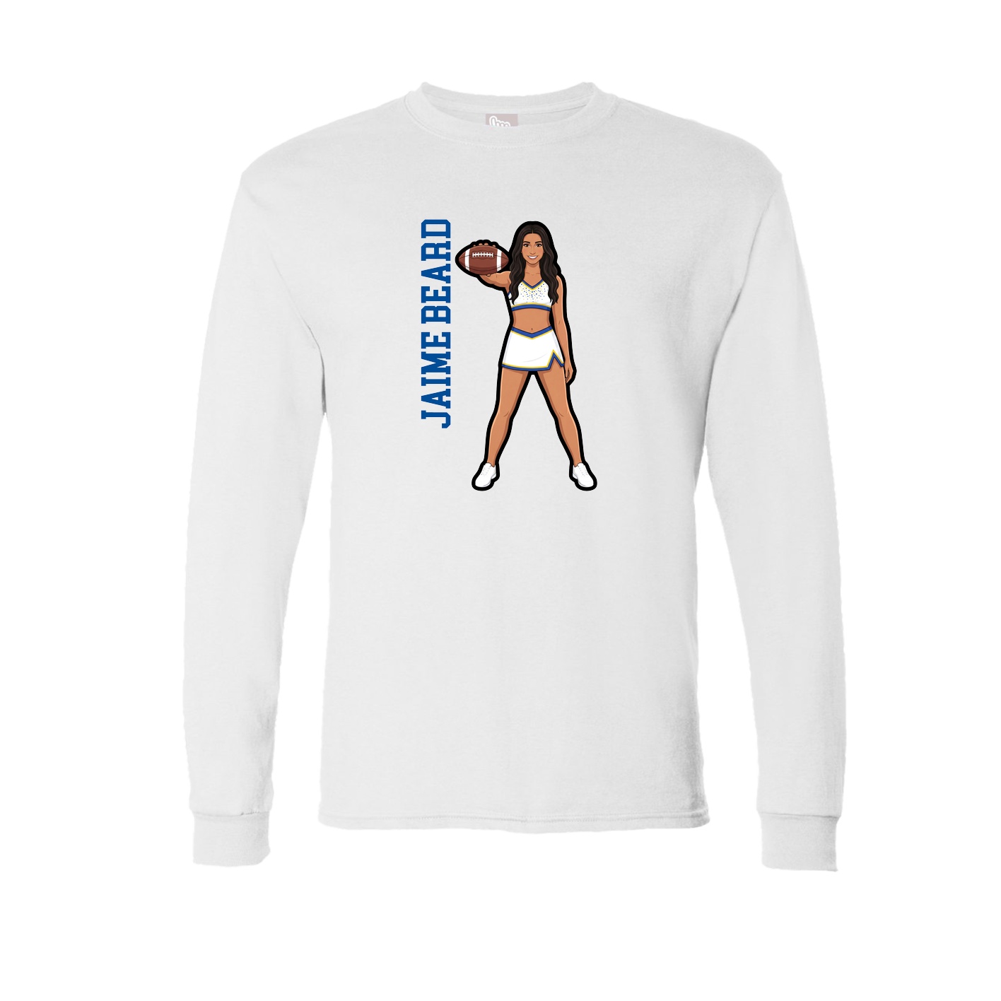 Long Sleeve Tee — Name Vertical in White