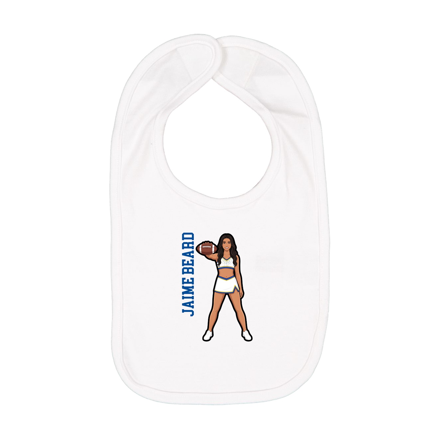 Infant Bib — Name Vertical in White