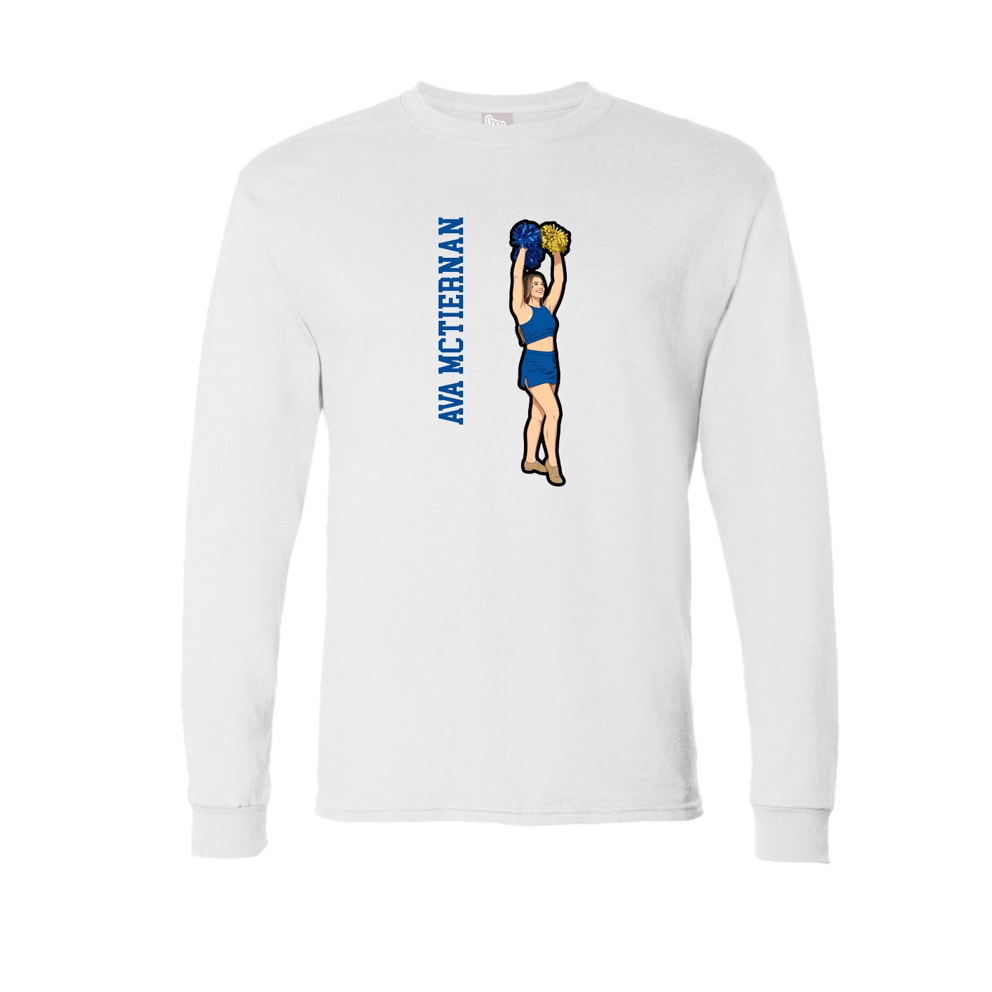 Long Sleeve Tee — Name Vertical in White