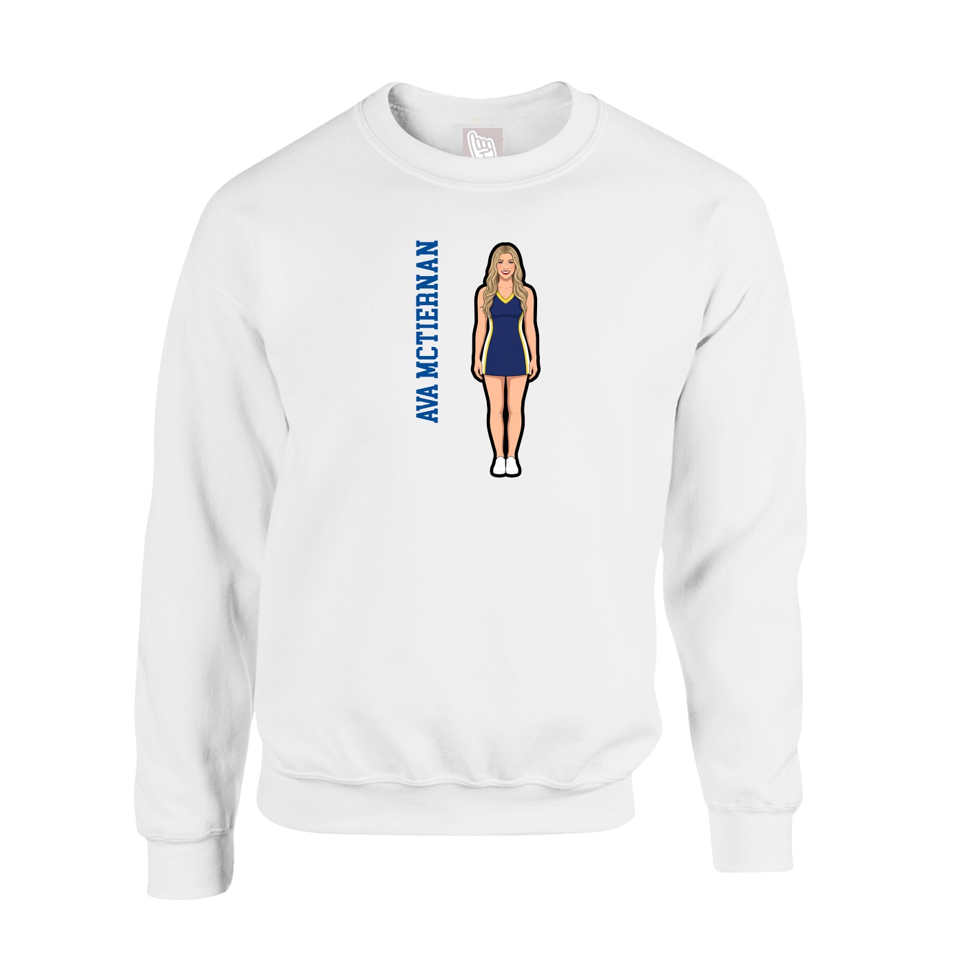 Fleece Crew — Name Vertical in White