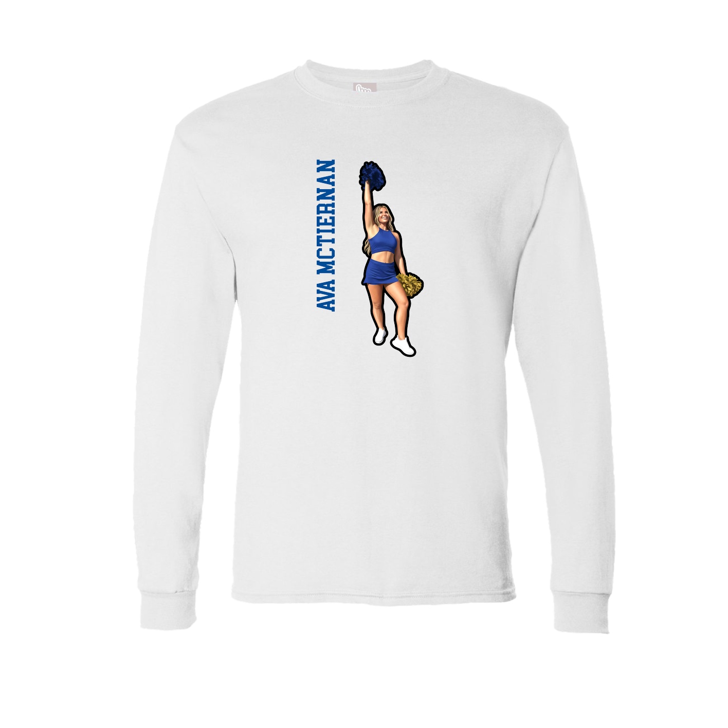 Long Sleeve Tee — Name Vertical in White