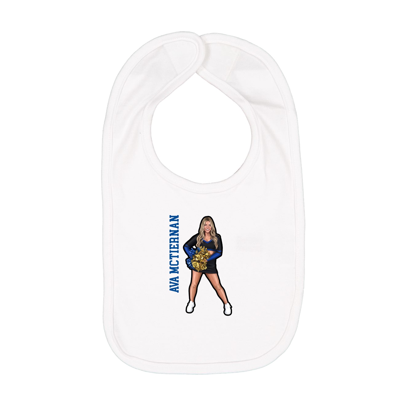 Infant Bib — Name Vertical in White