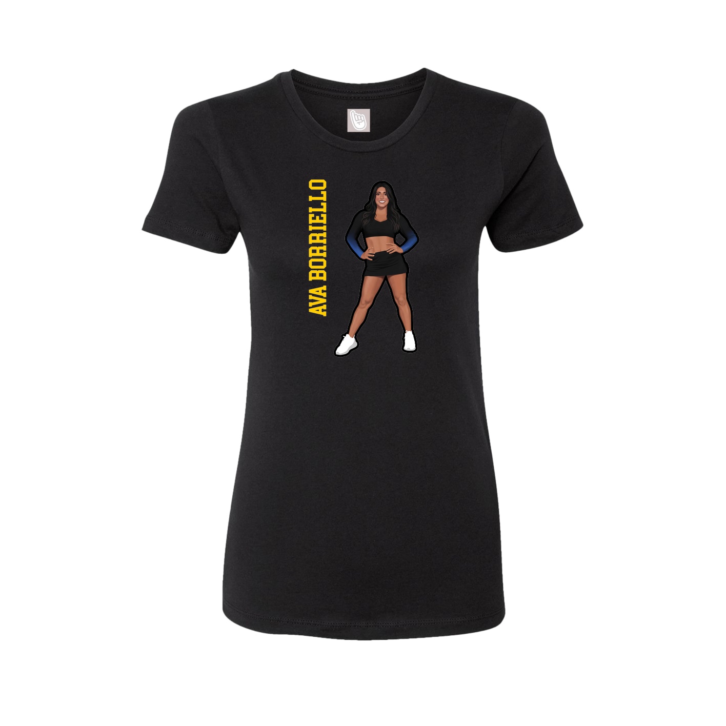 Womens Tee — Name Vertical in Black