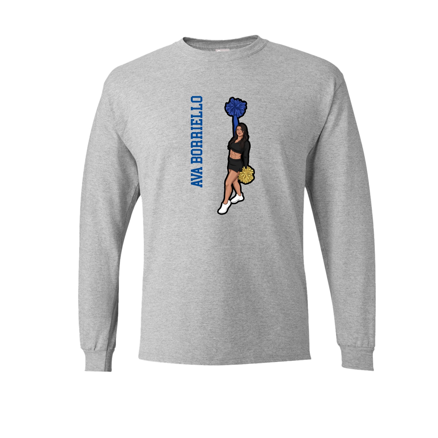 Long Sleeve Tee — Name Vertical in Grey