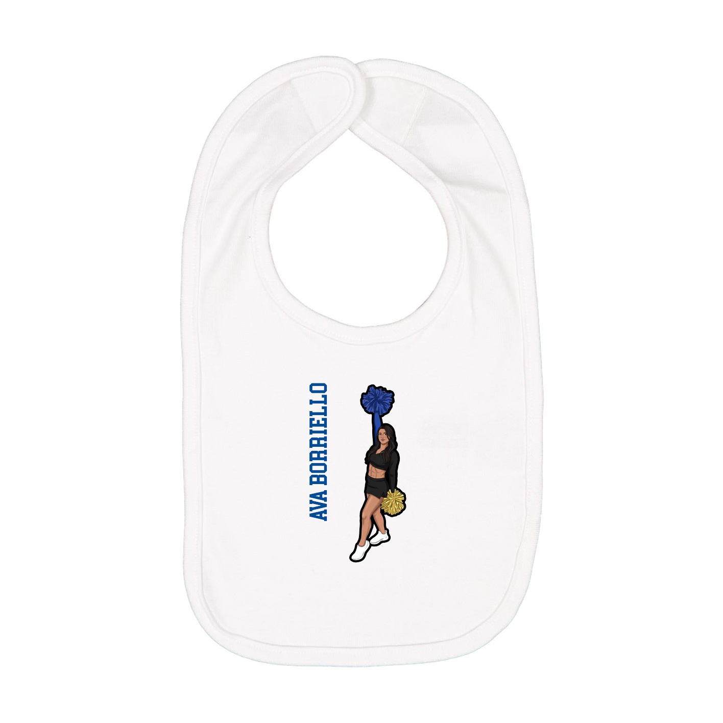 Infant Bib — Name Vertical in White