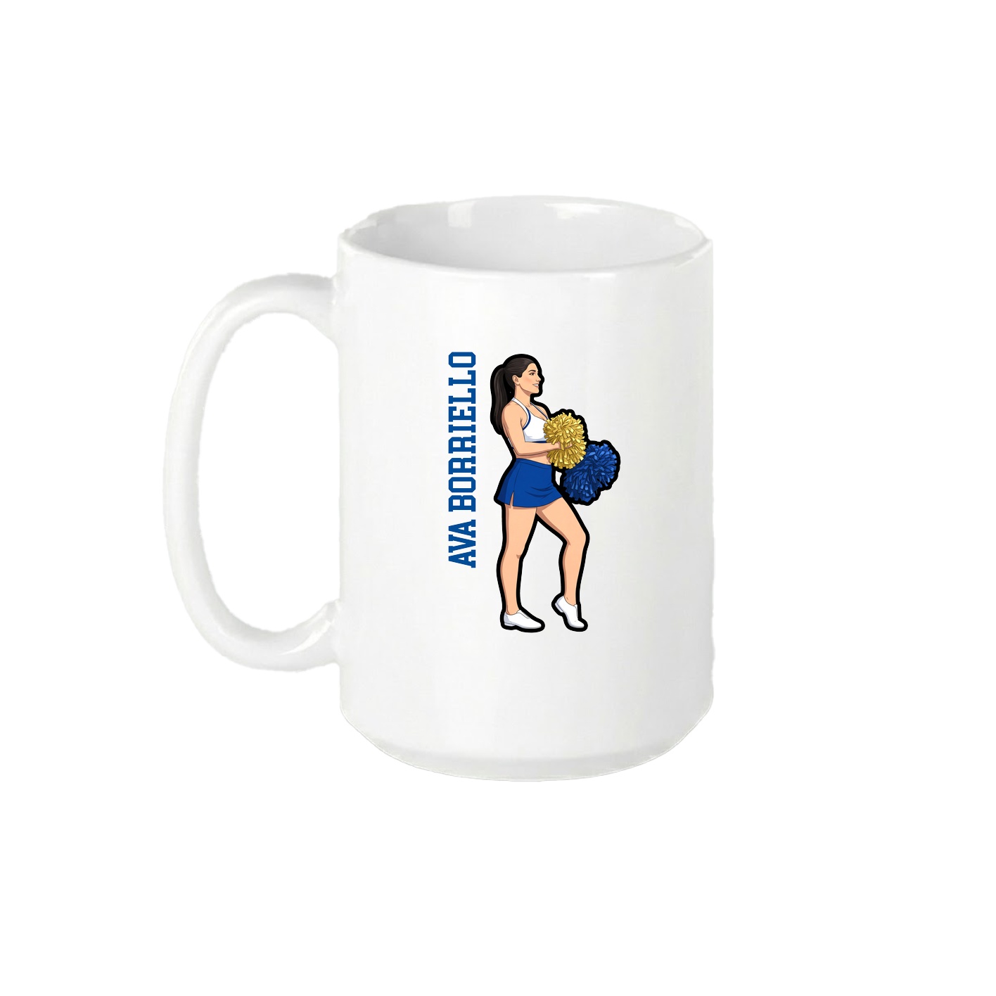 15oz Coffee Mug — Name Vertical in White