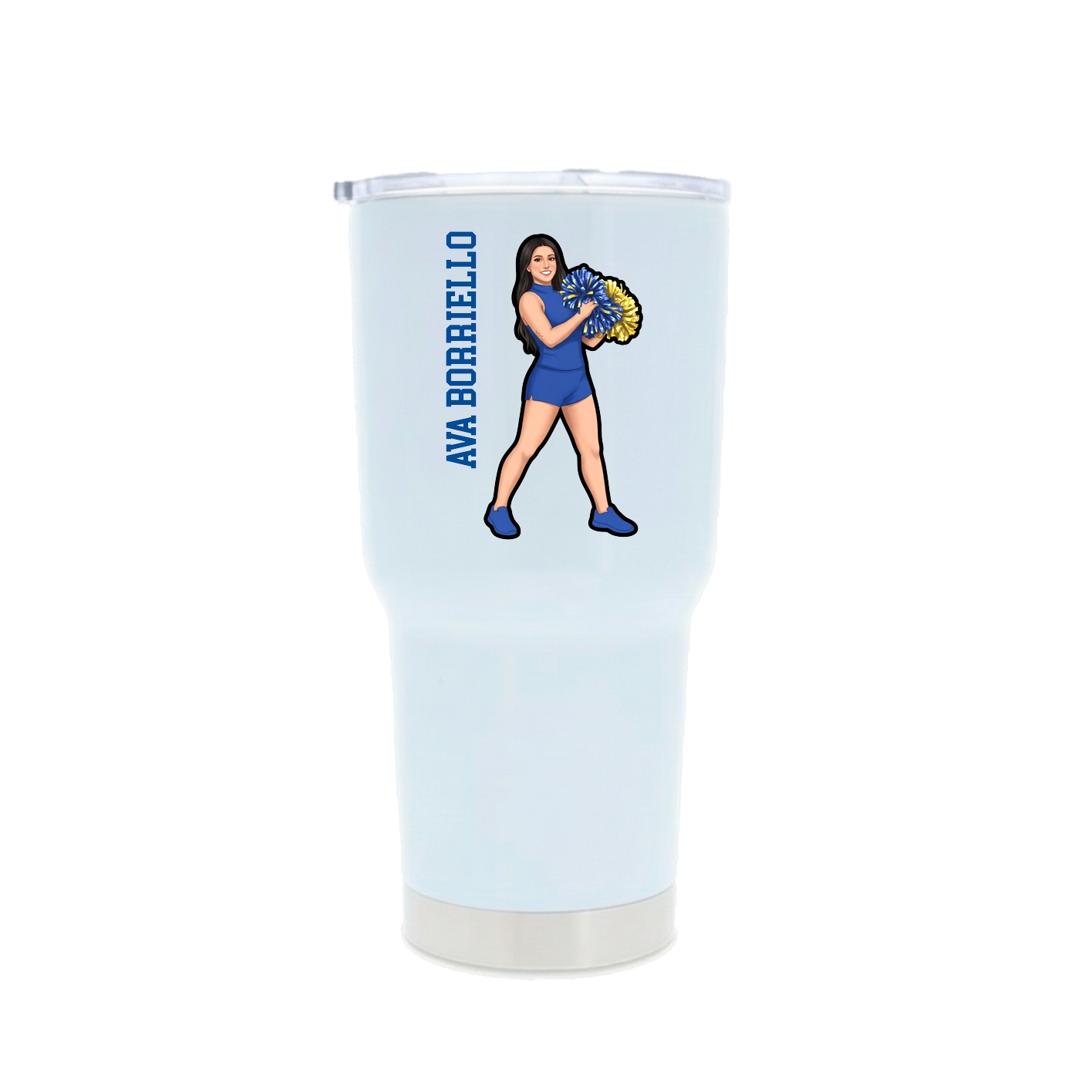 30oz Stainless Steel Tumbler — Name Vertical in White