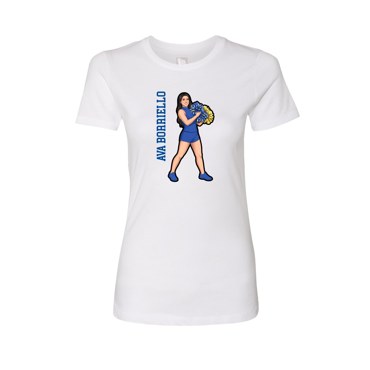 Fitted Women's Tee — Name Vertical in White