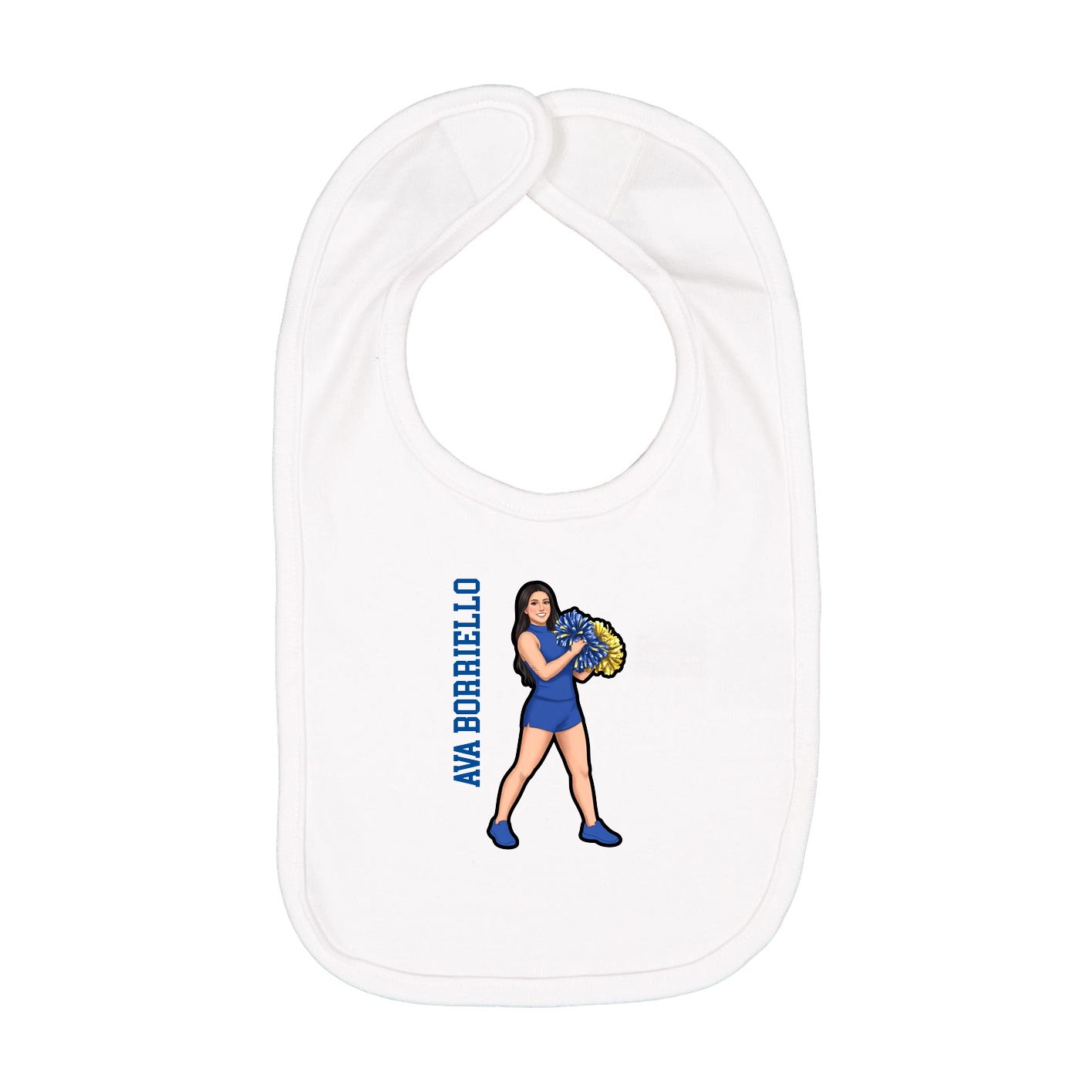 Infant Bib — Name Vertical in White
