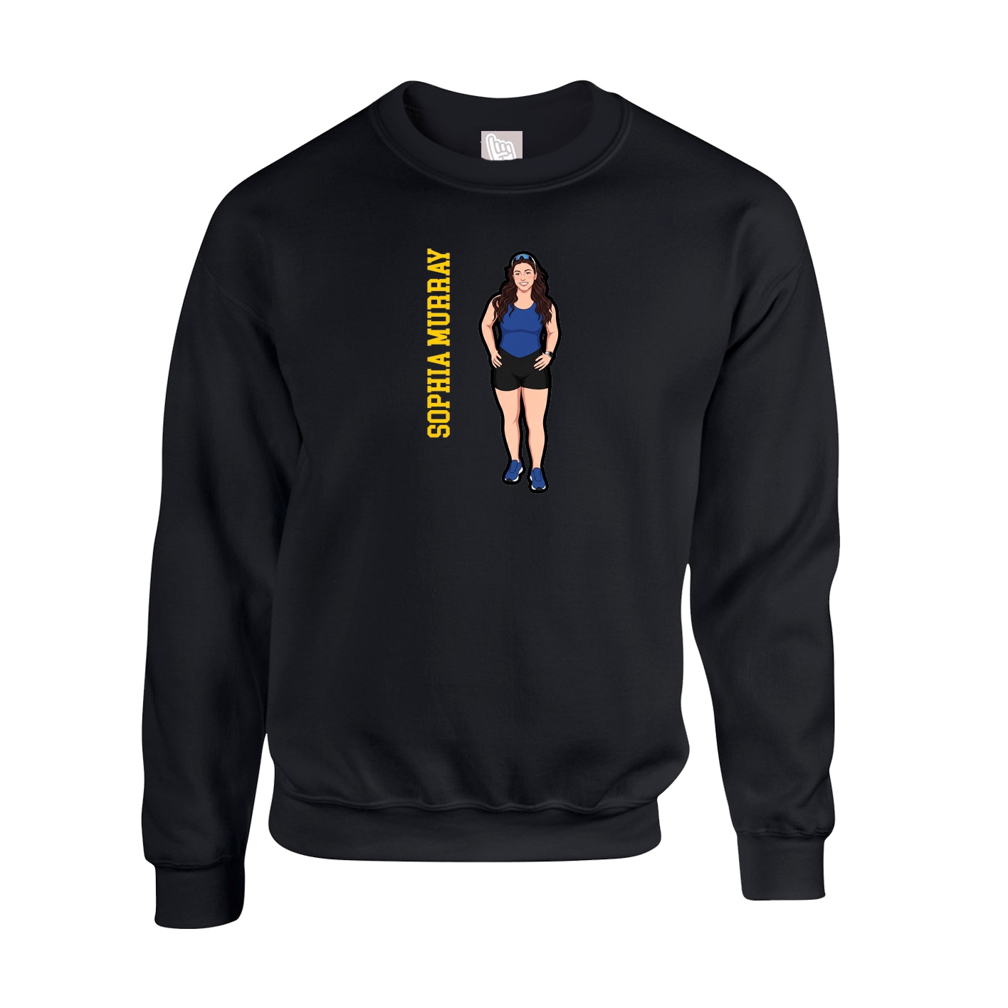 Fleece Crew — Name Vertical in Black
