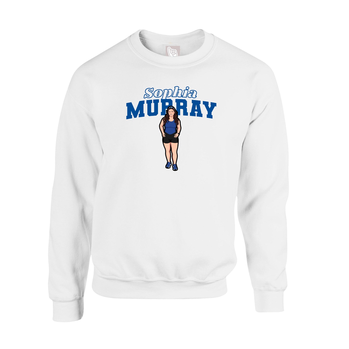 Fleece Crew — Name Arch in White