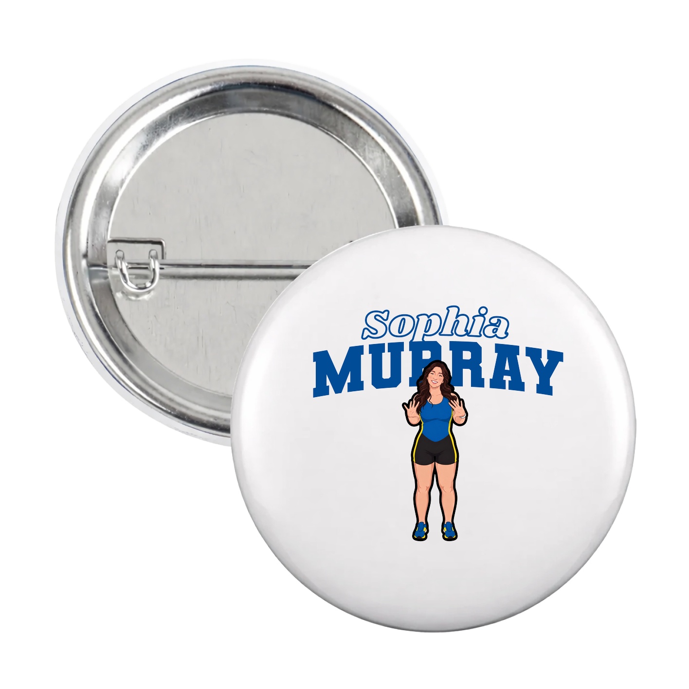 Game Day Button — Name Arch in White
